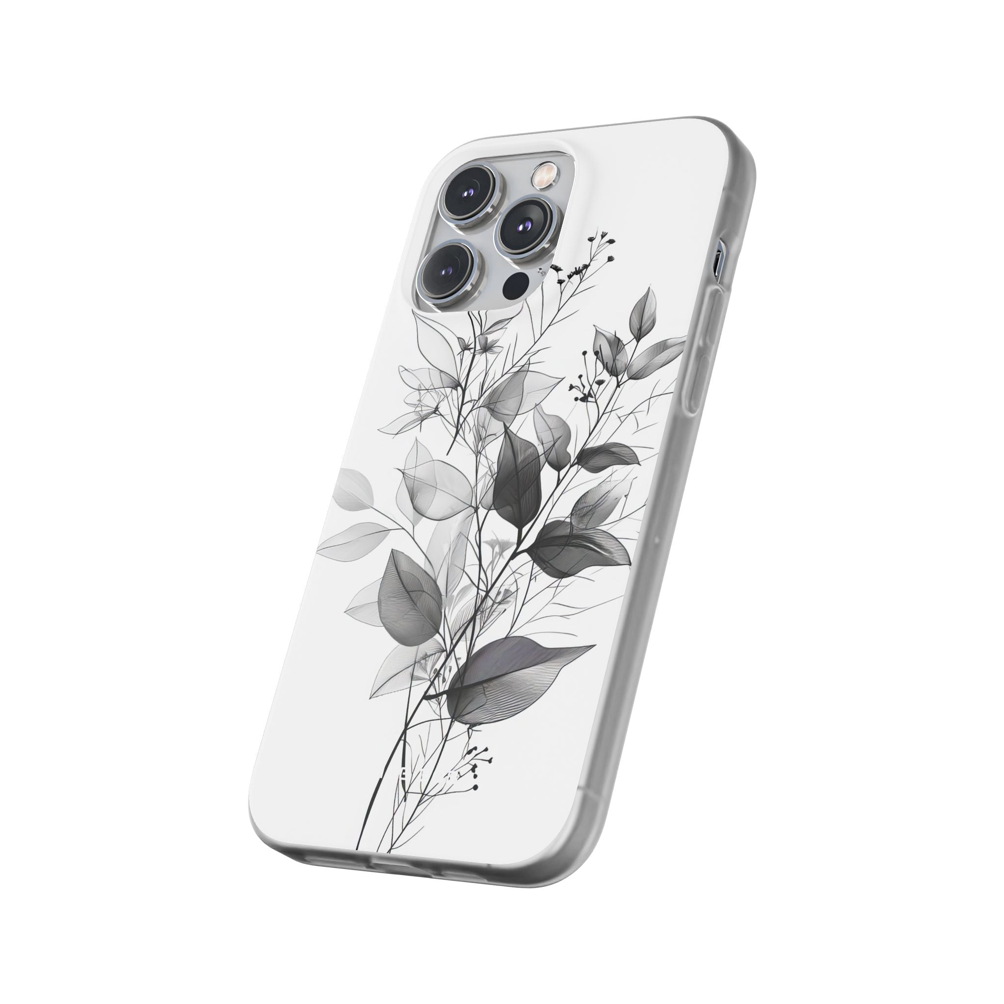 Veined Leaves Gray iPhone 14 Pro Max Case - Soft