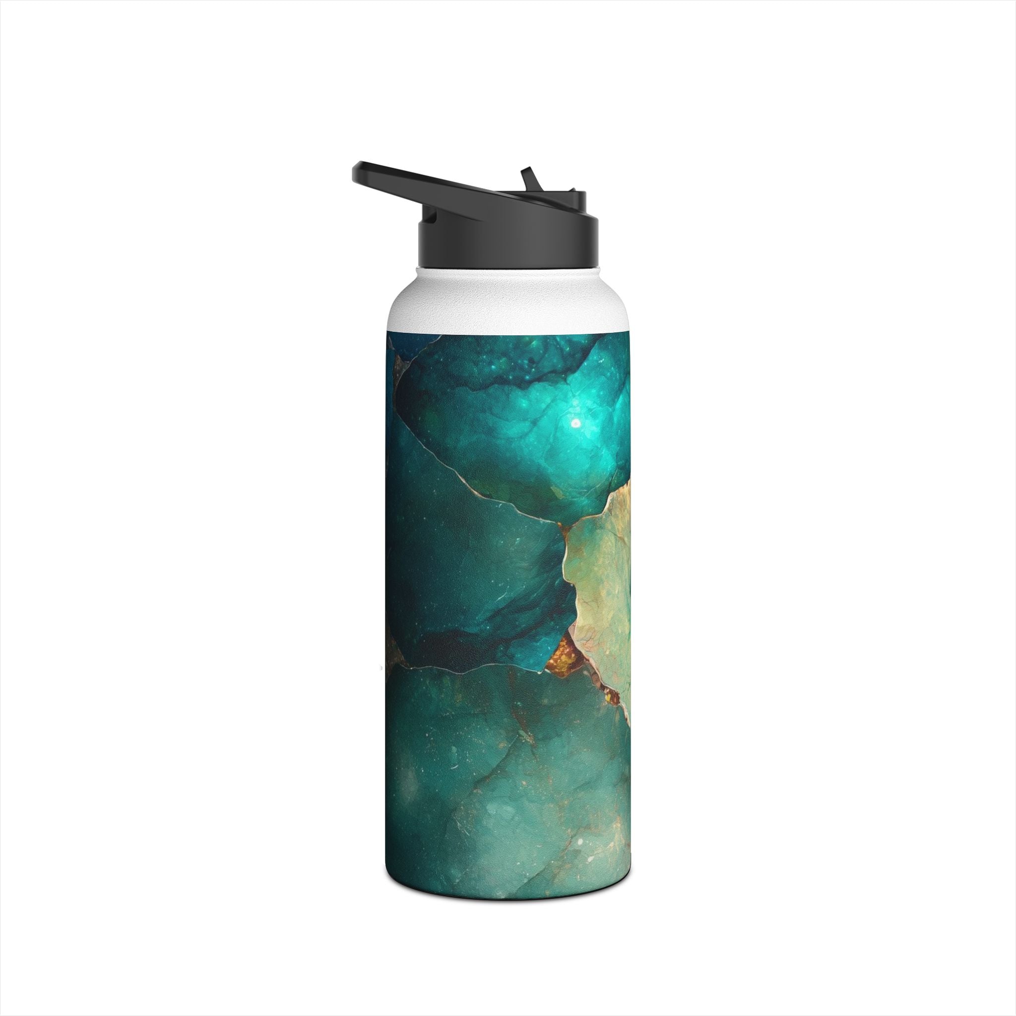 Fractured Gemstone Teal - Stainless Steel Water Bottle