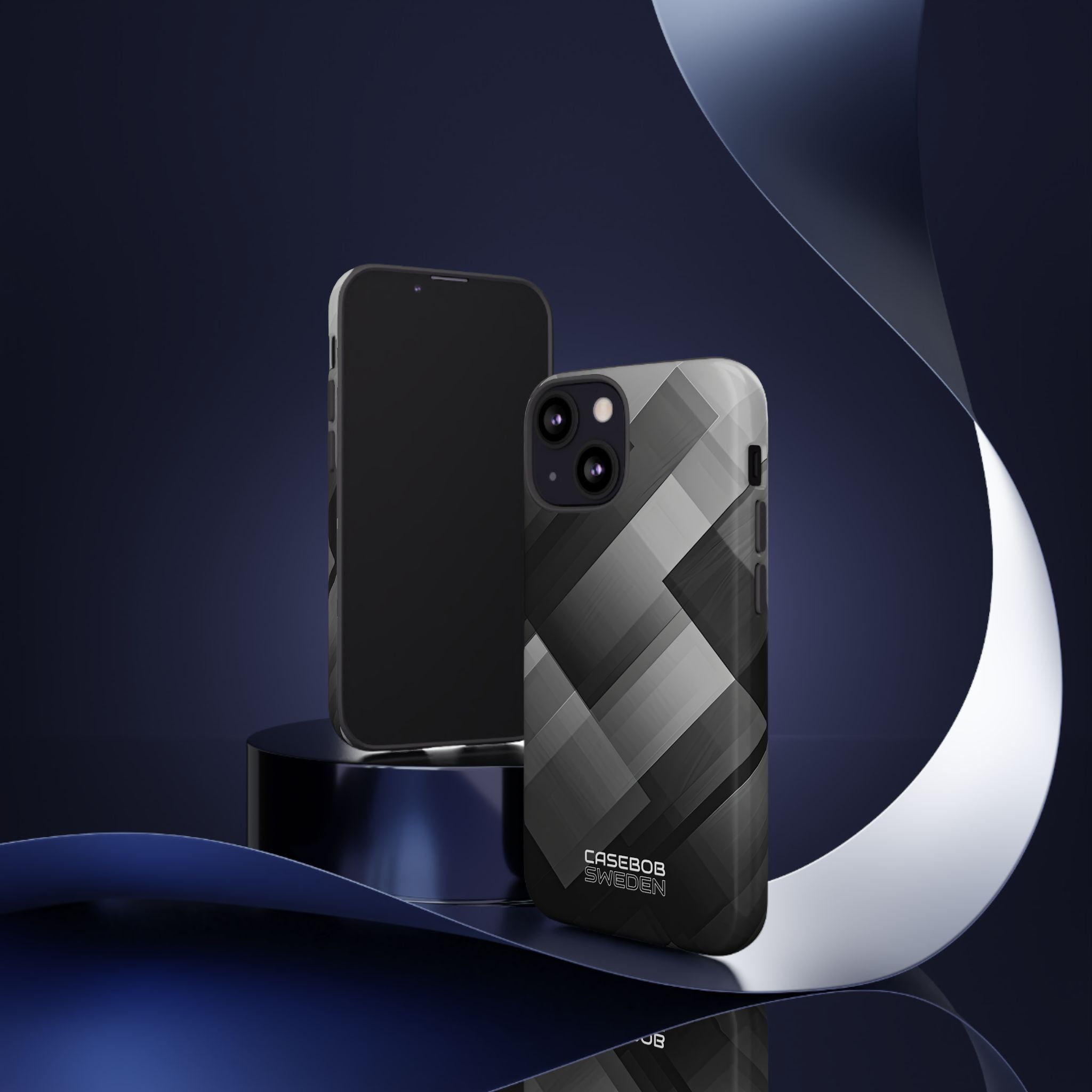 Grayscale Geometric Layers iPhone 13 - Tough