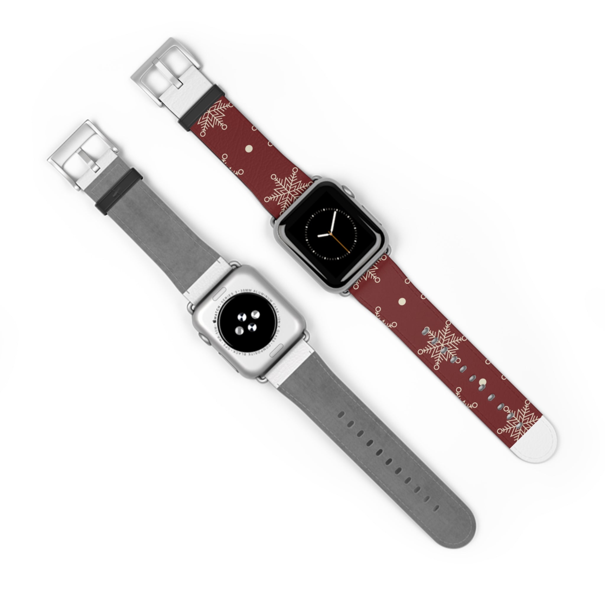Cream Snowflakes Crimson - Watch Band