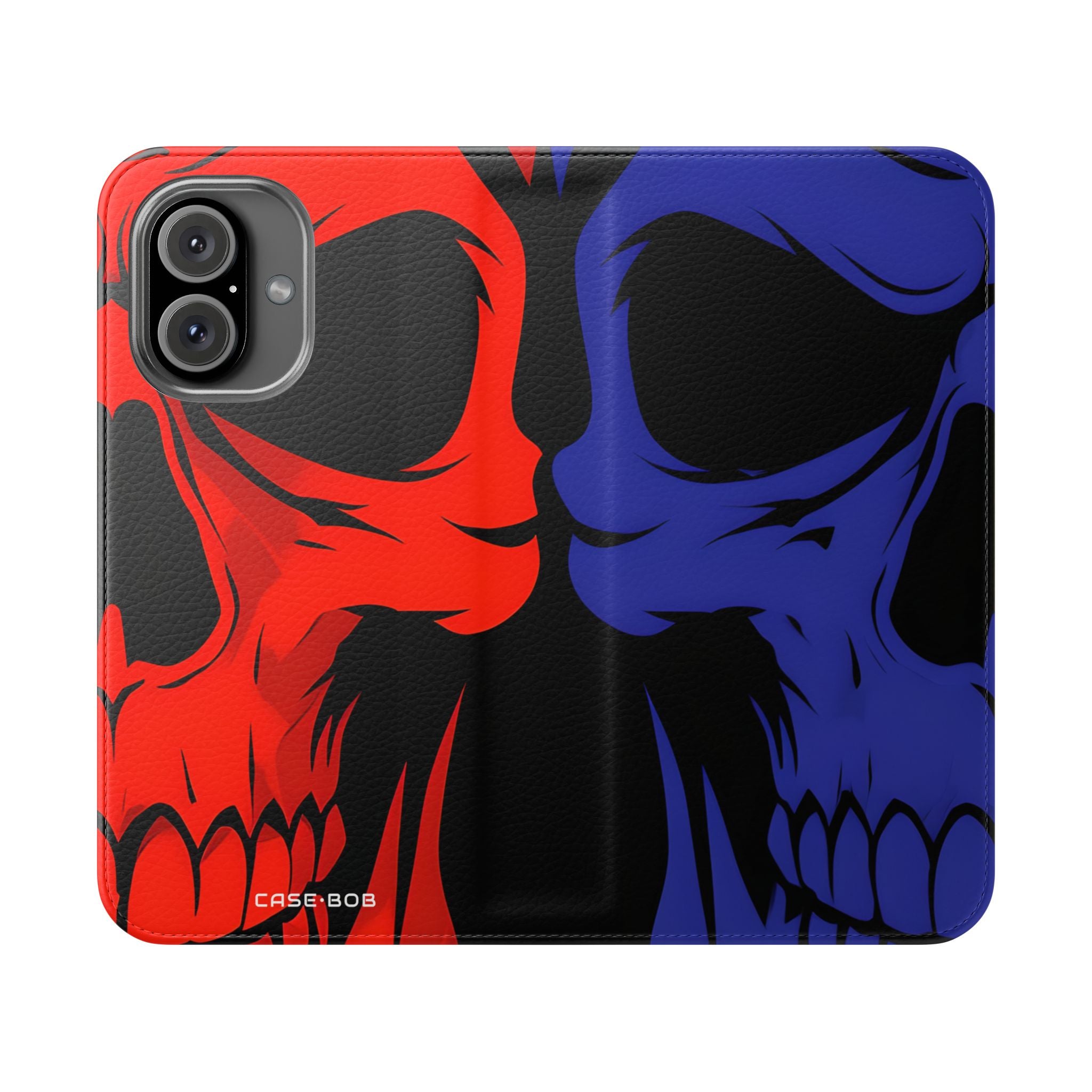 Dual Skulls RedBlue - iPhone 16 Case - Wallet