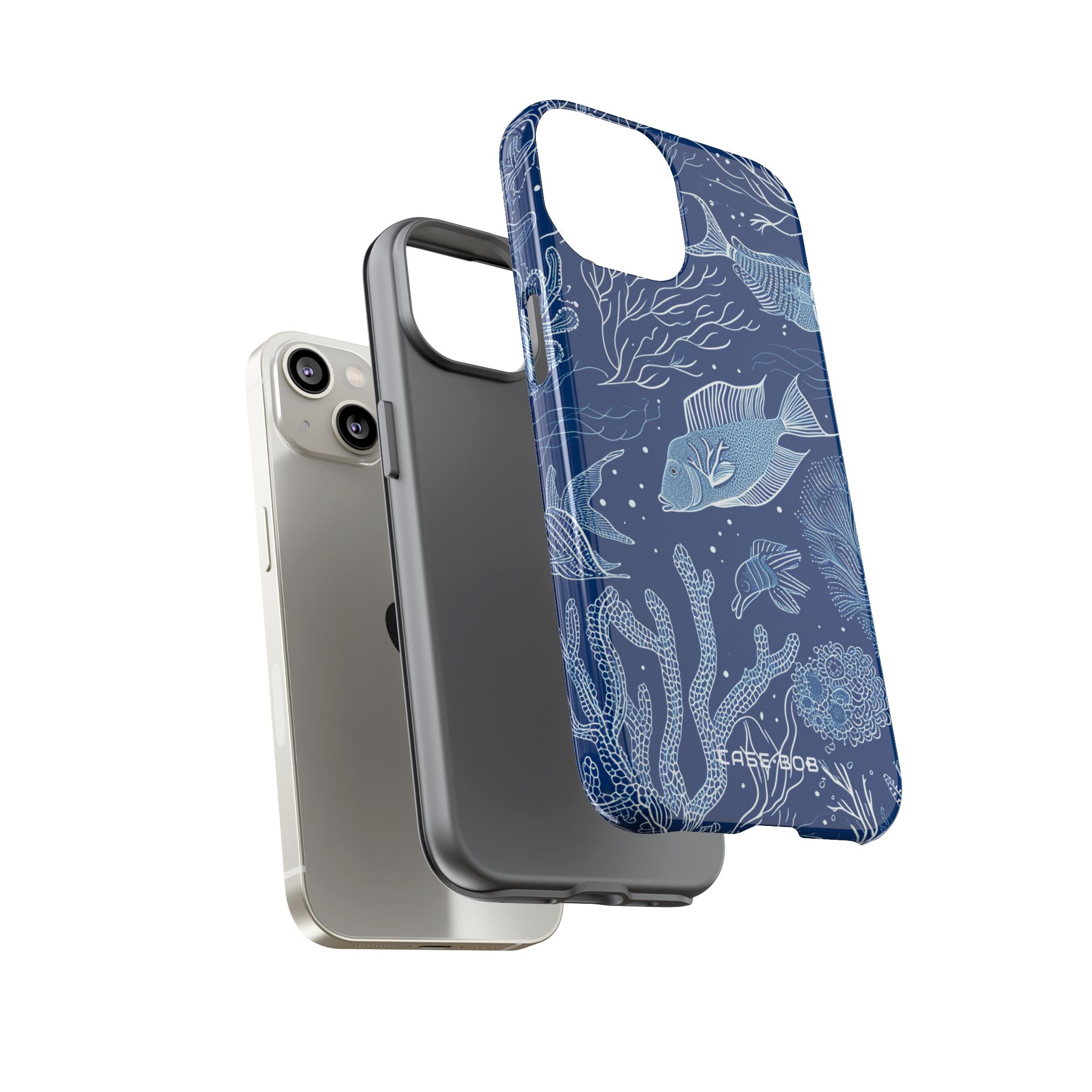 Navy Scale Reef iPhone 14 Case - Tough