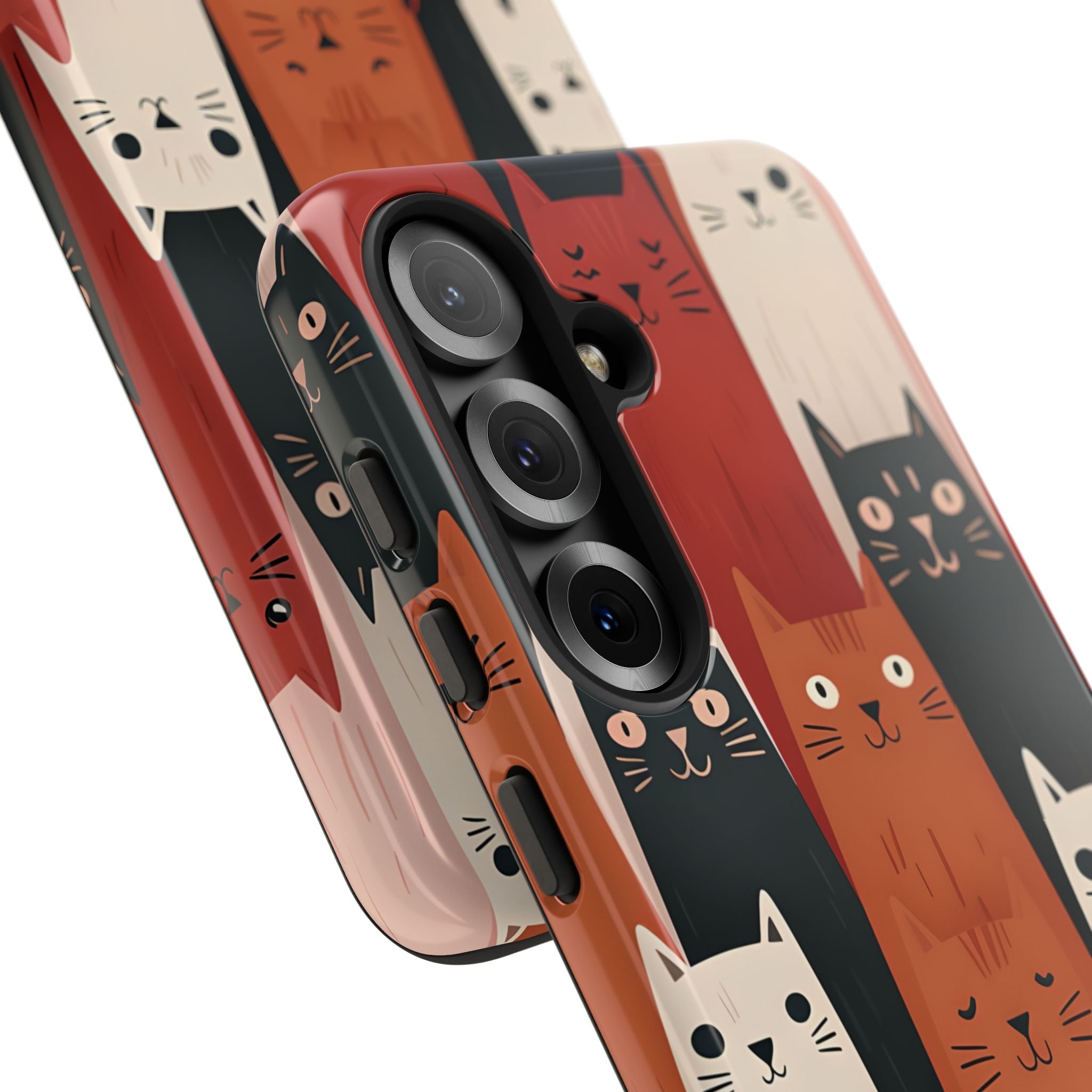 Elongated Cats Black Samsung S25 Case - Tough