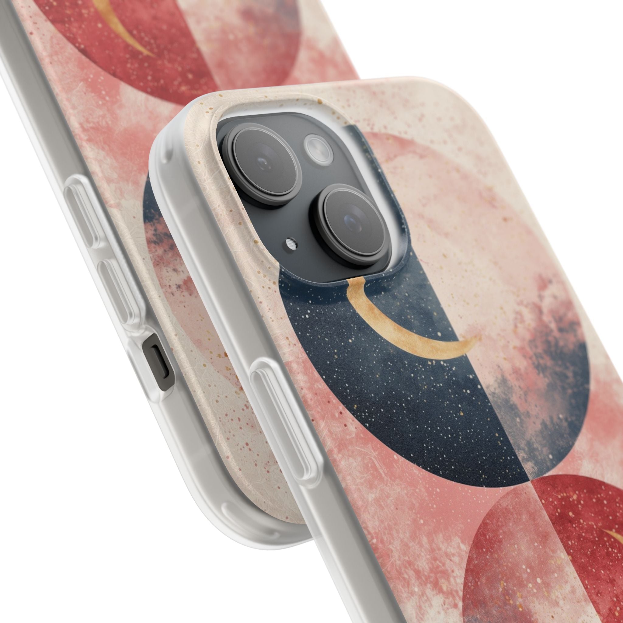 Golden Crescent Circles iPhone 15 Case - Soft