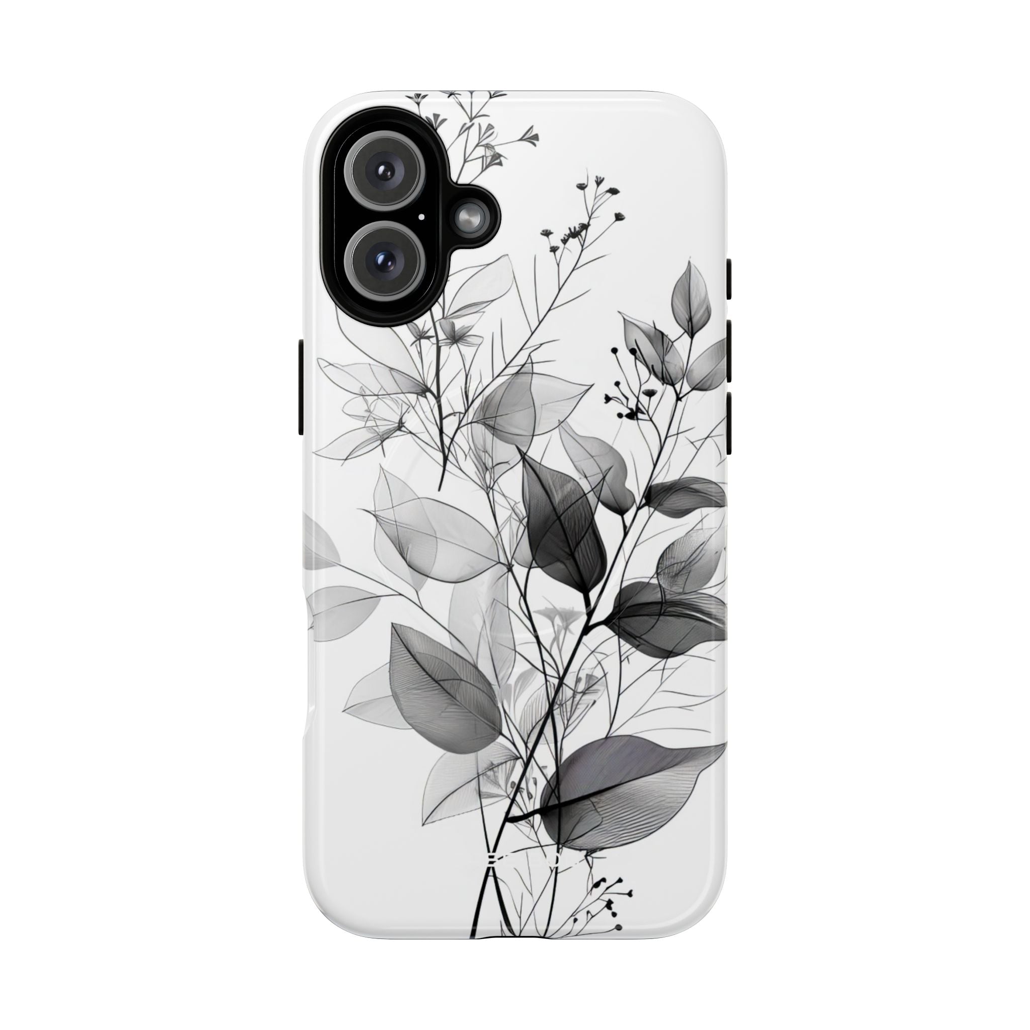 Veined Leaves Gray iPhone 16 Plus Case - Tough+