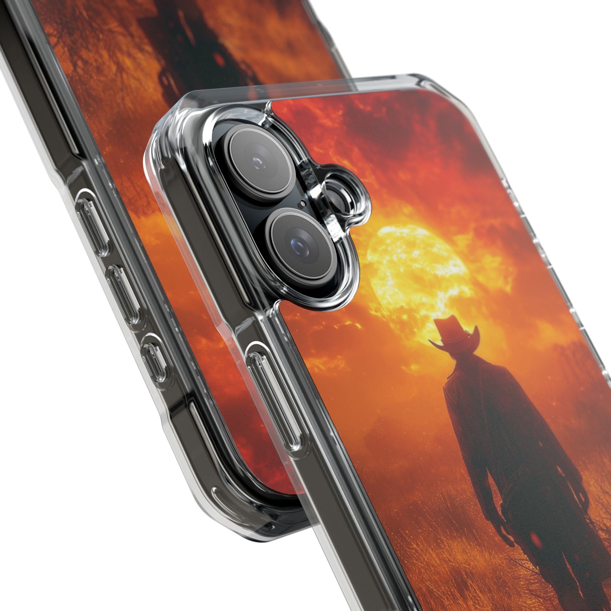 Fiery Sunset Cowboy iPhone 16 - Impact Clear+