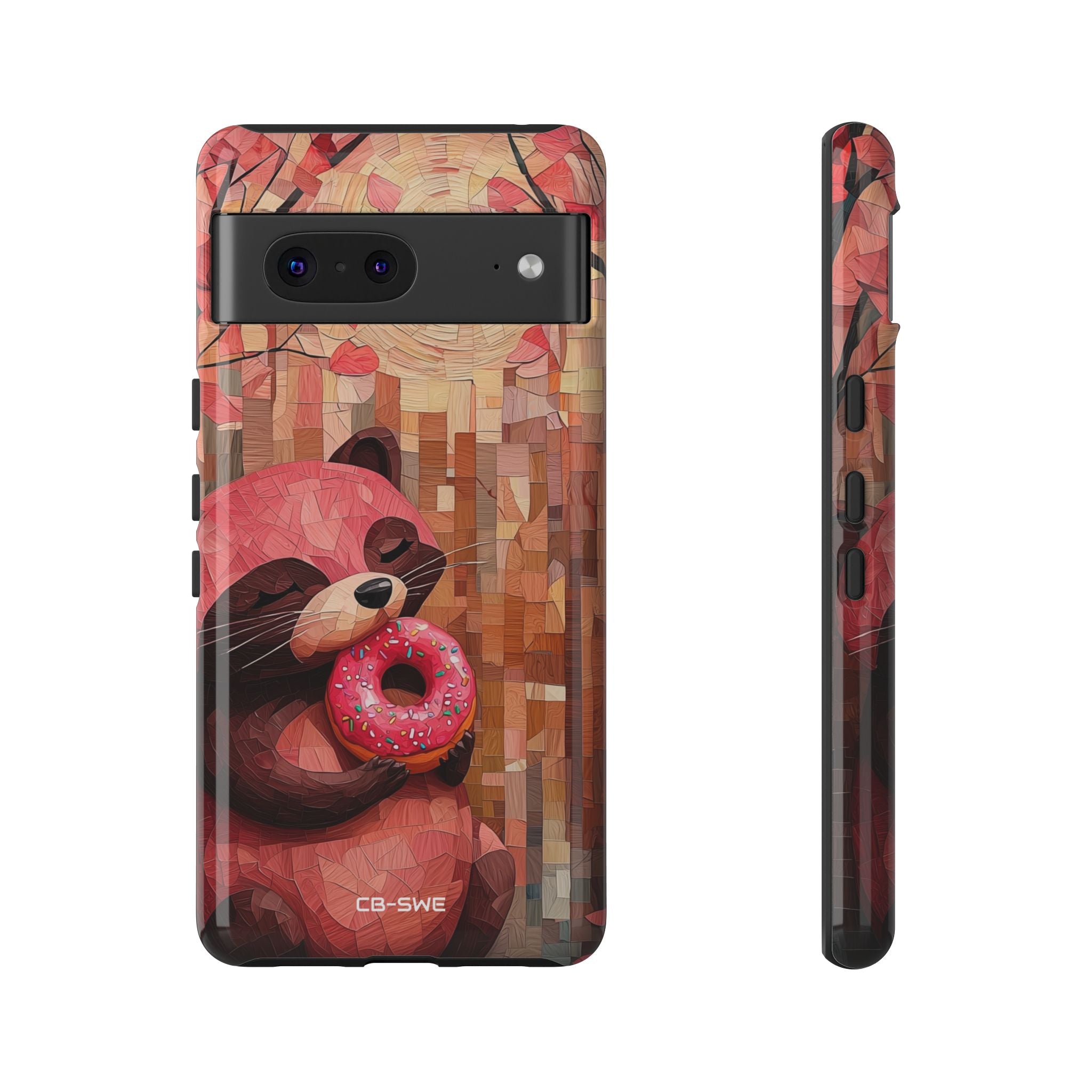 Raccoon Holds Donut - Google Pixel Case