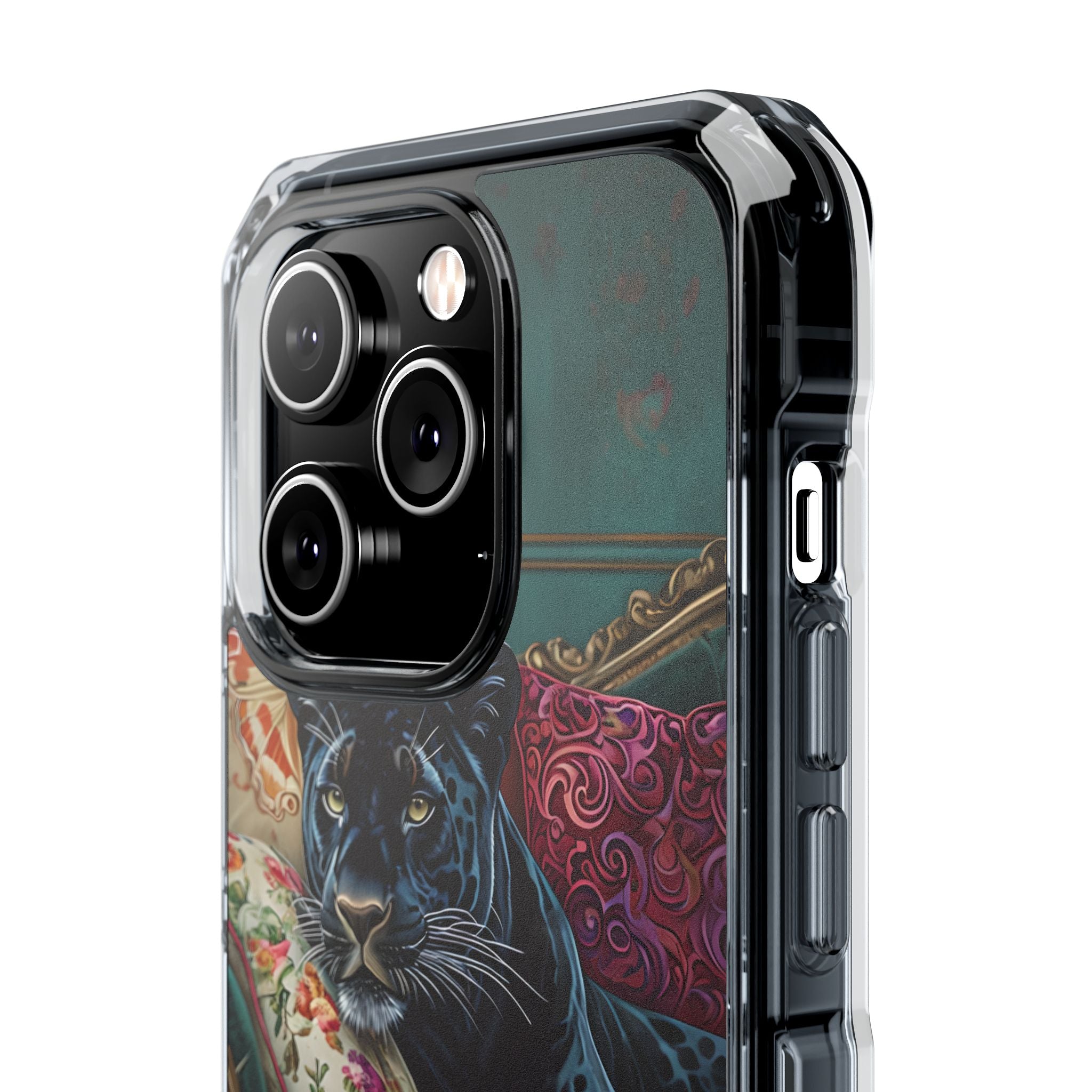 Serene Black Panther Vintage Royal Living Room Art iPhone 14 - Impact Clear+