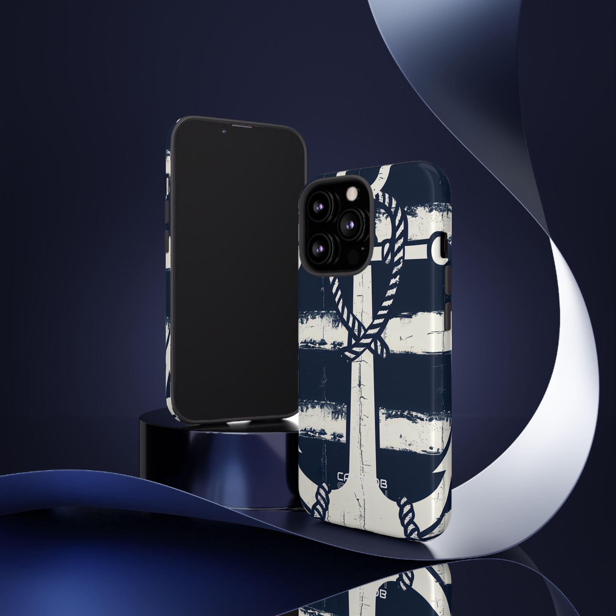 Navy Anchor Stripes iPhone 13 - Tough