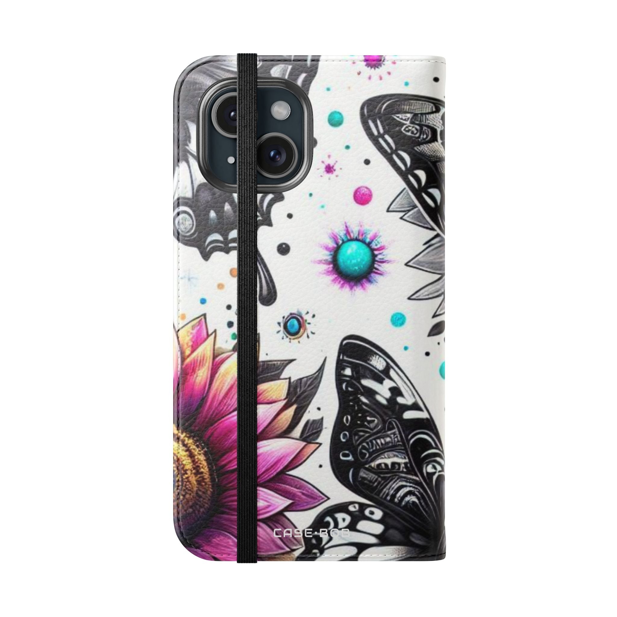 Monochrome Flutter - iPhone 15 Case - Wallet