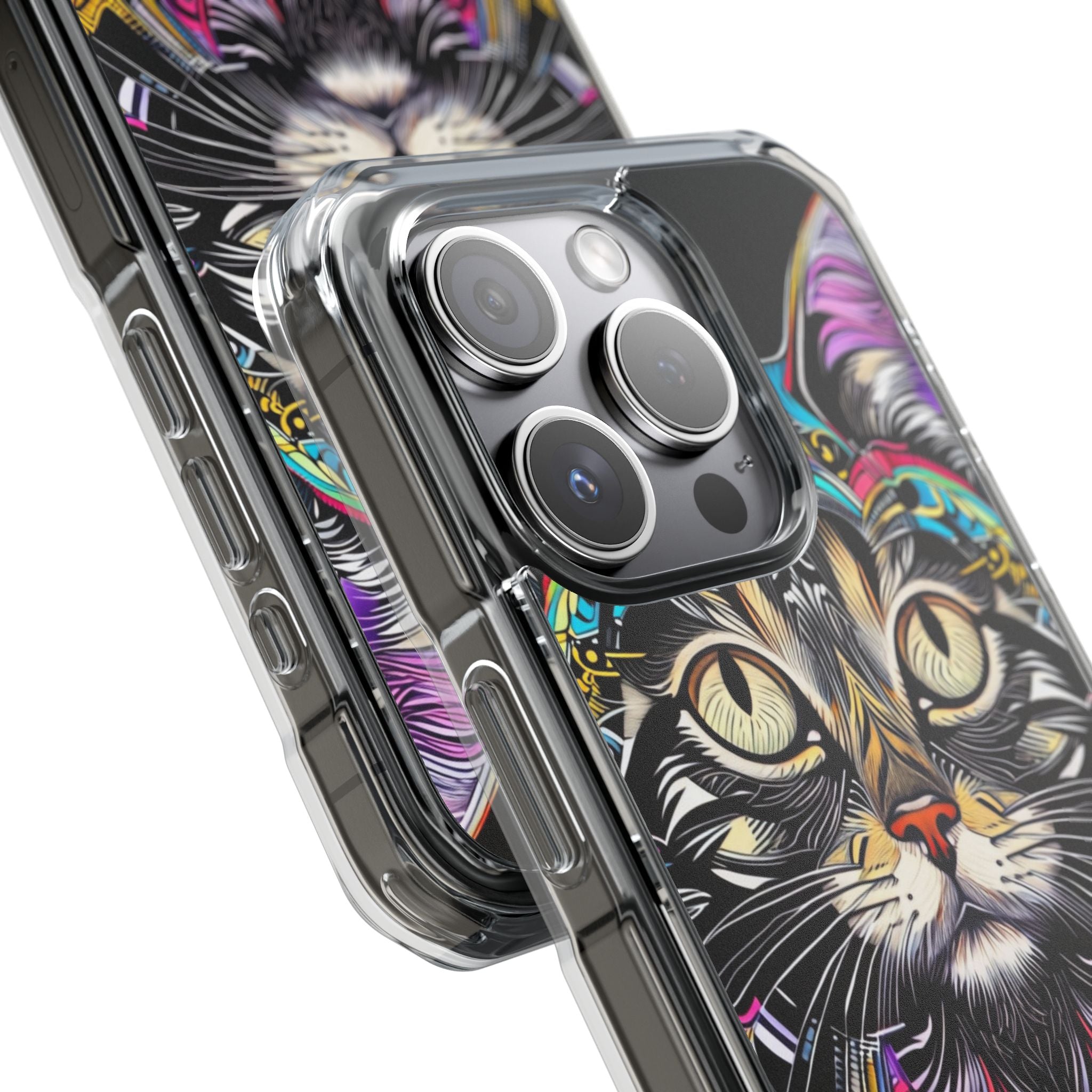 Psychedelic Cat Mirage iPhone Case - Impact