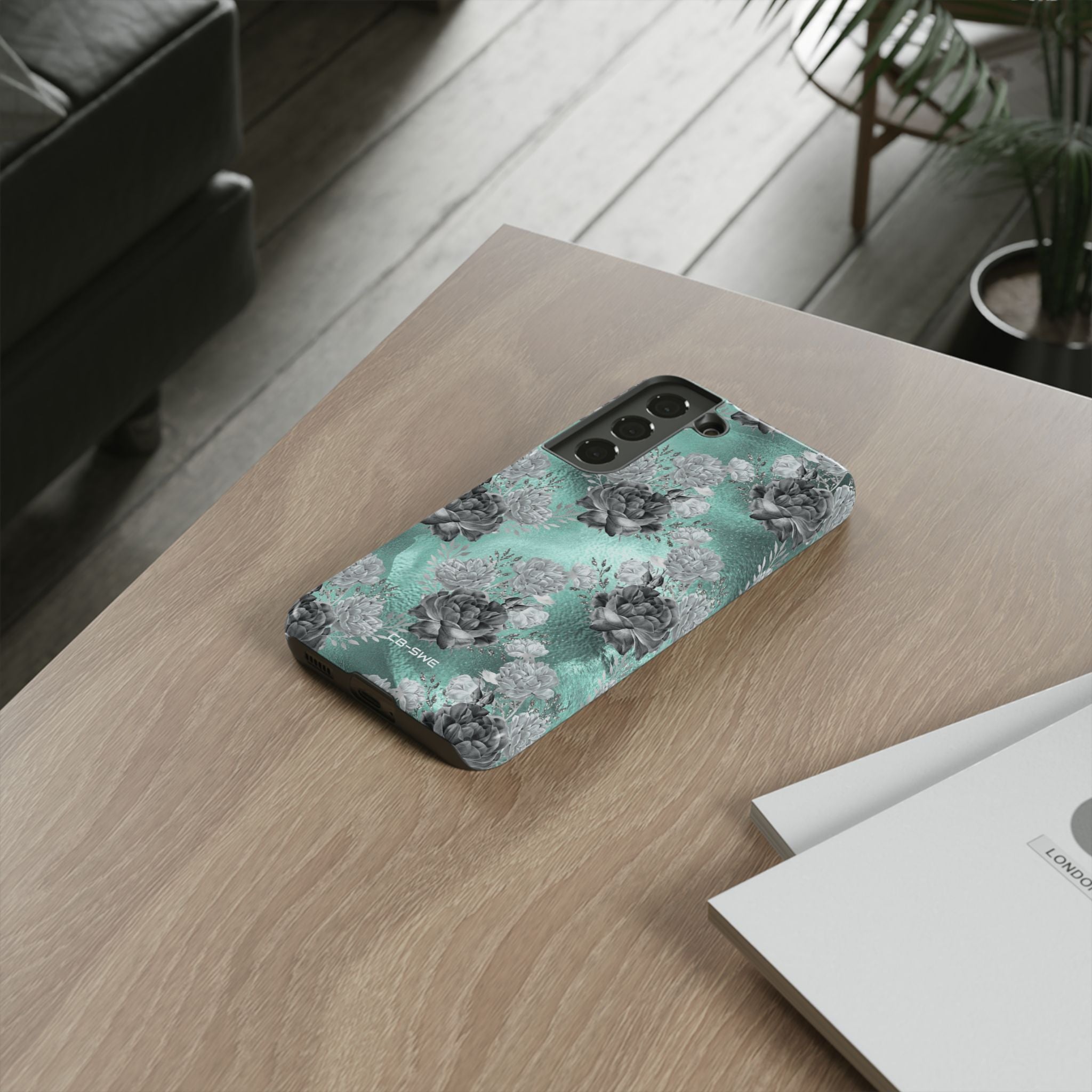 Teal Floral Elegance - Samsung Case