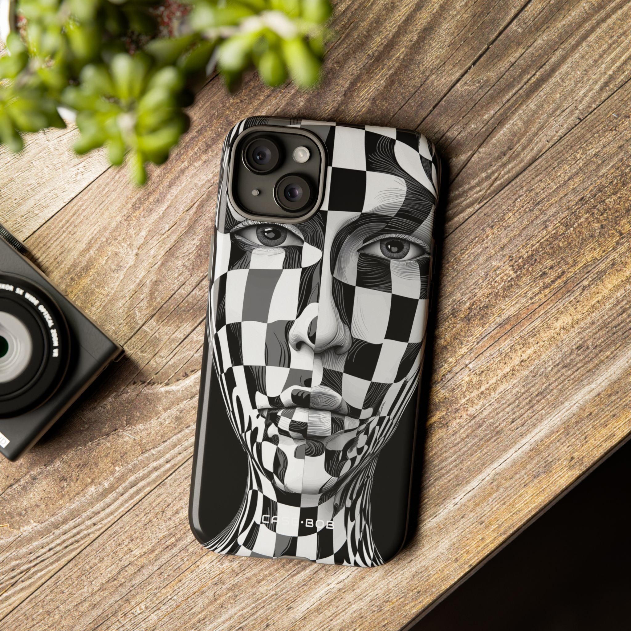 Checkered Face iPhone 15 Plus Case - Tough
