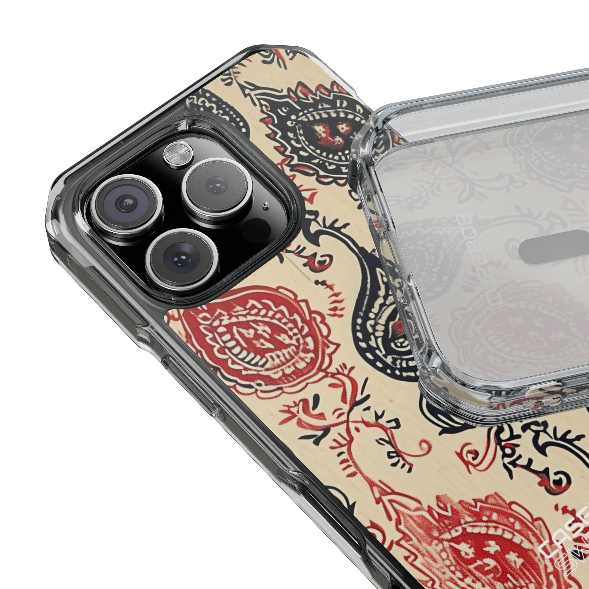 Navy Paisley Swirl iPhone 16 - Impact Clear+