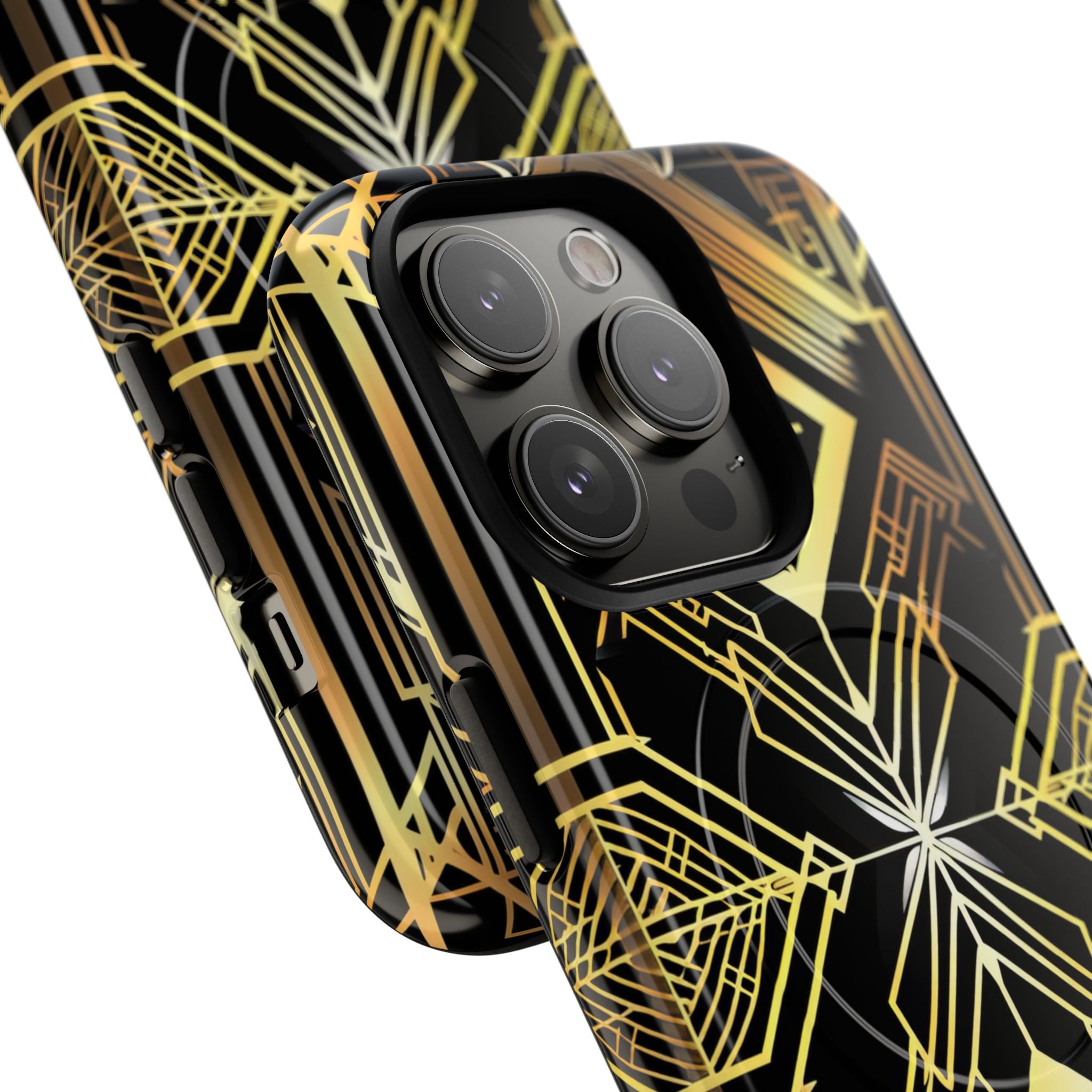 Golden Geometric Symphony iPhone 14 - Tough+