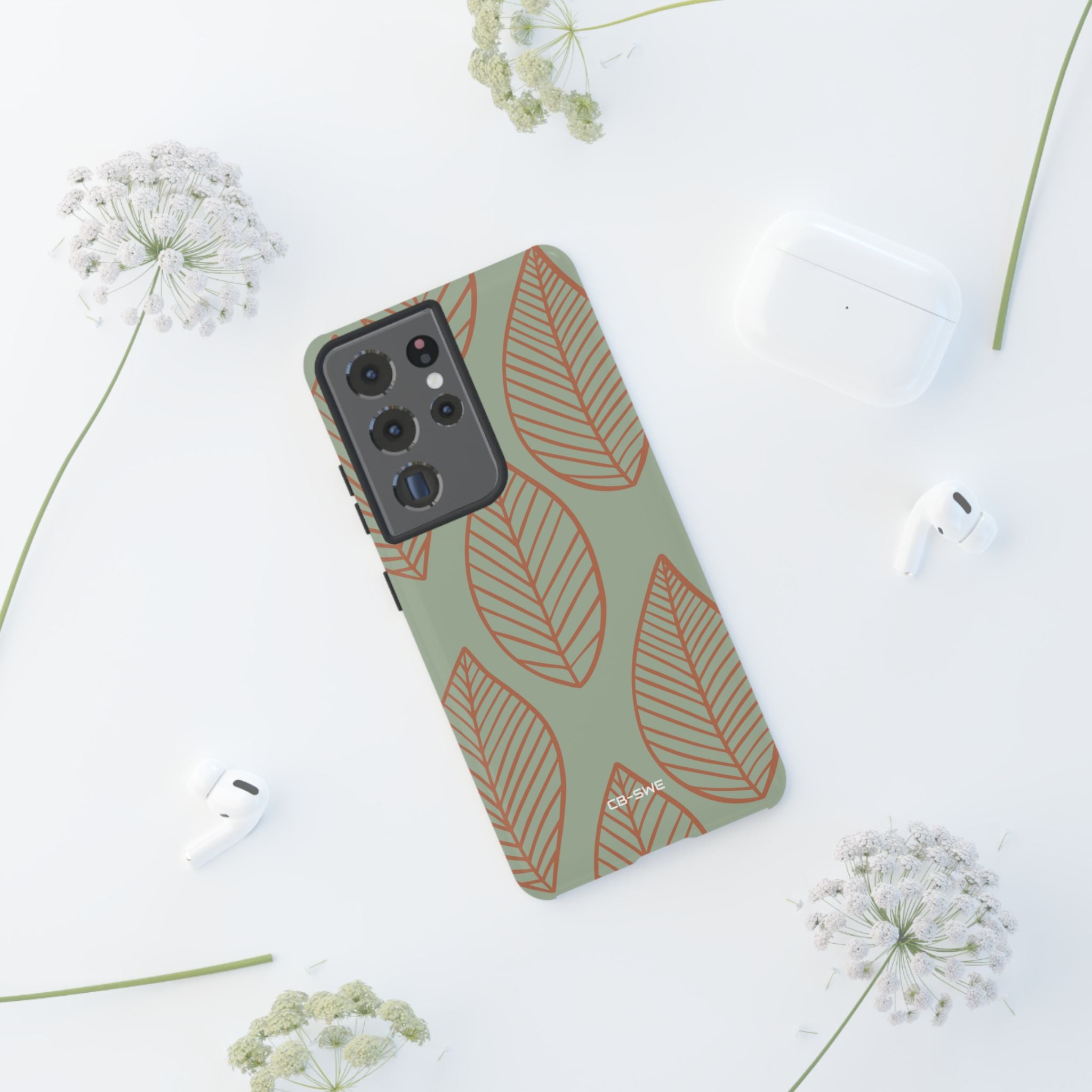 Mint and Orange Leaves - Samsung Case