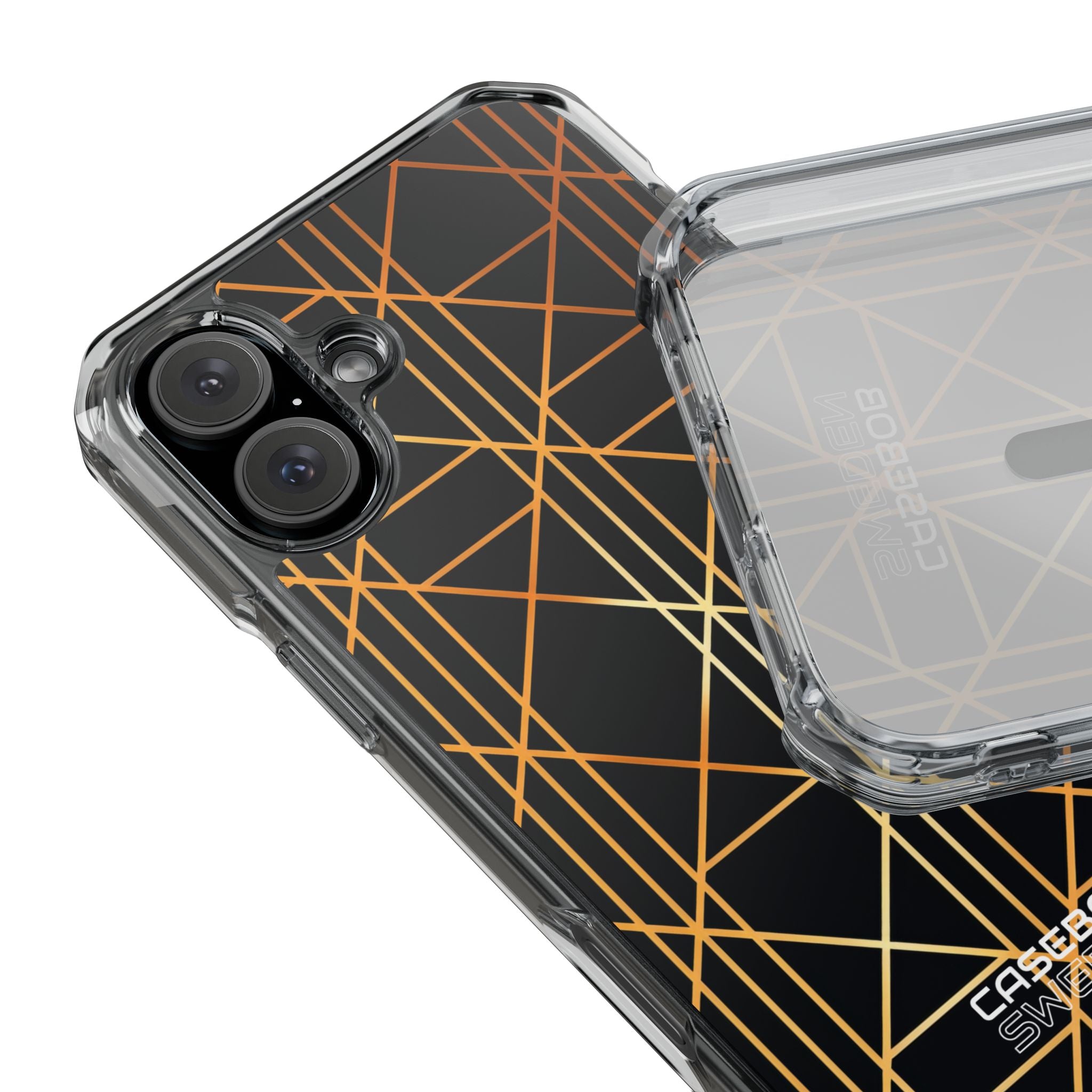 Golden Geometric Elegance iPhone 16 - Impact Clear+