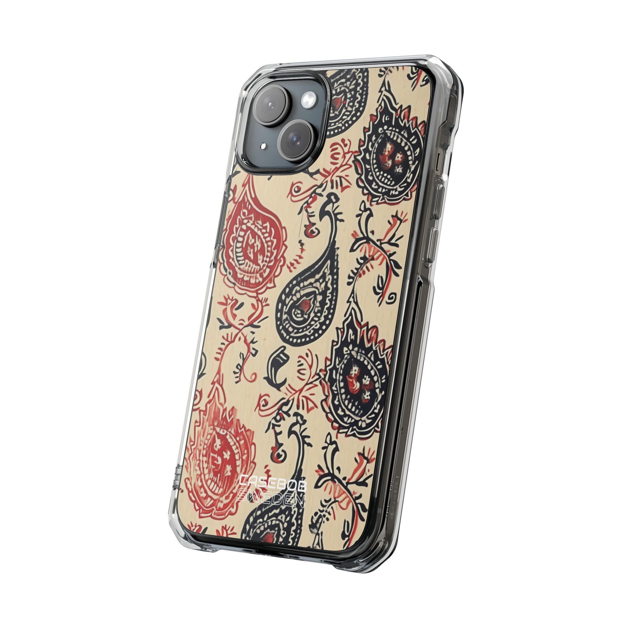 Navy Paisley Swirl iPhone 15 - Impact Clear+