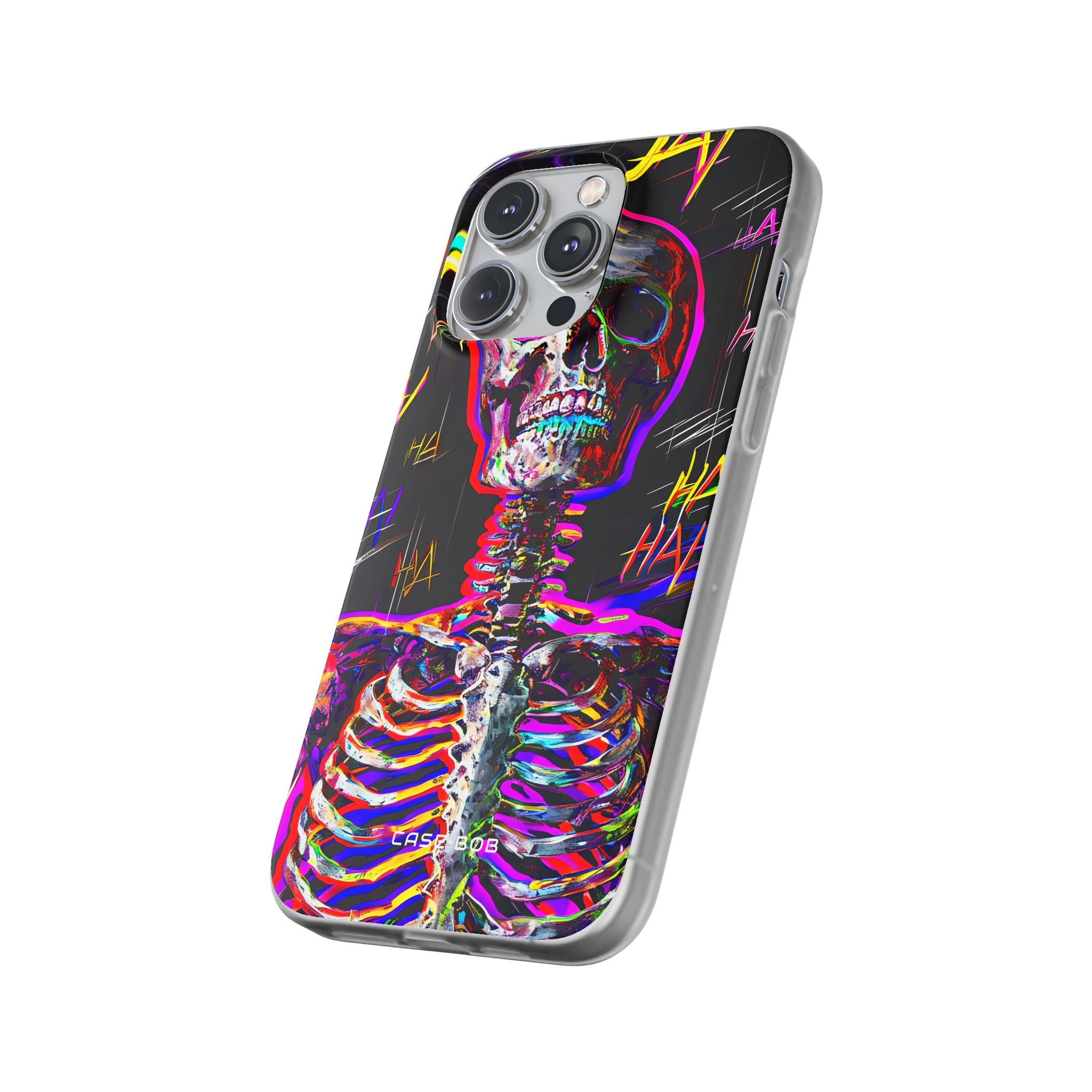 Neon Skeleton Laugh iPhone 14 Pro Max Case - Soft