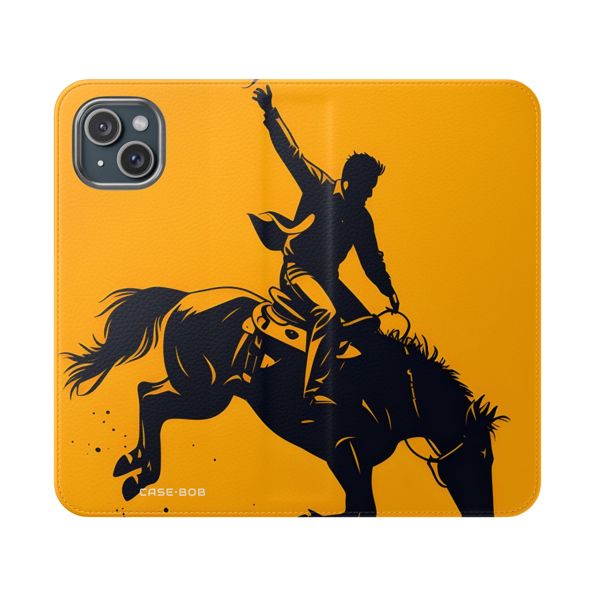 Bucking Cowboy Shadow - iPhone 15 Plus Case - Wallet
