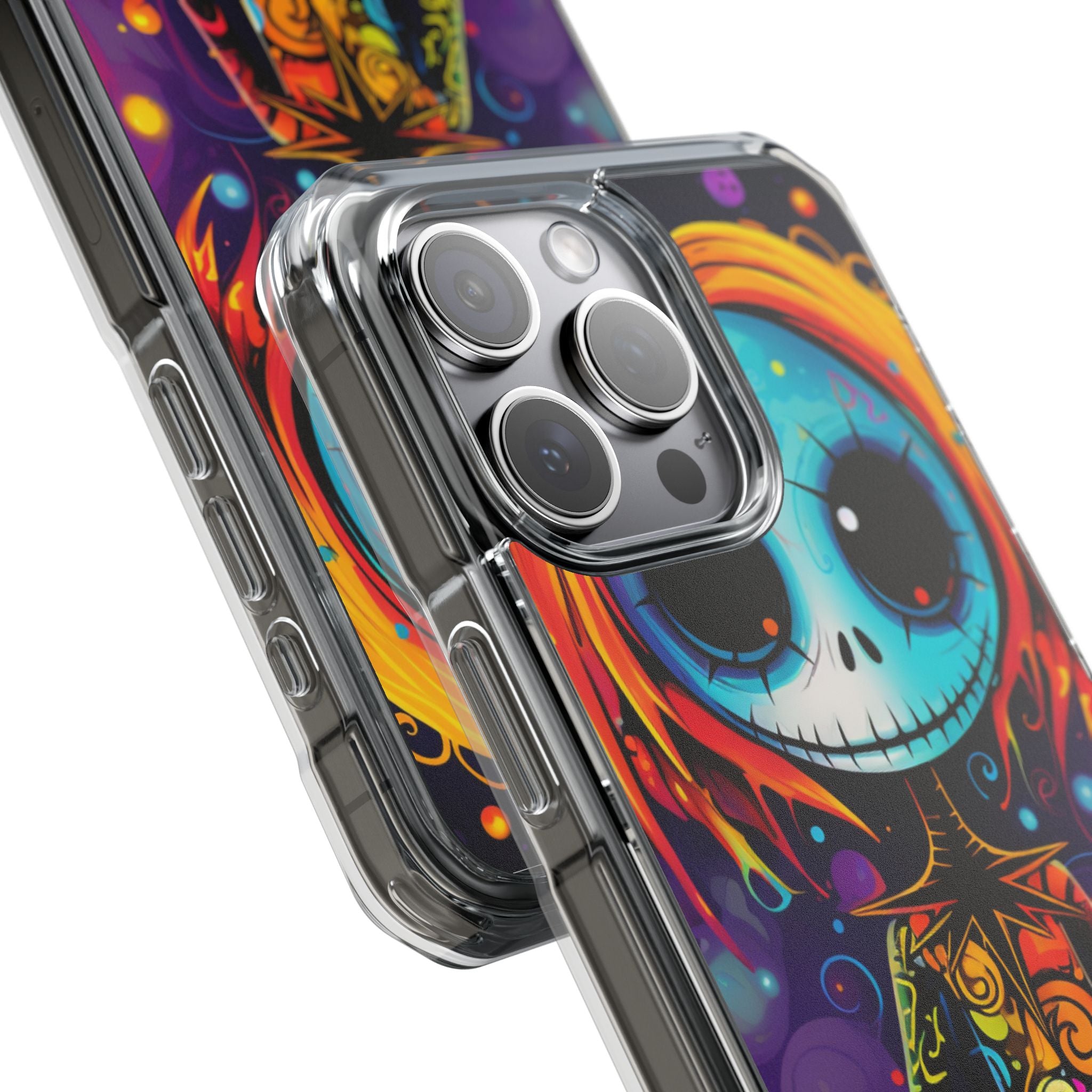Blue Skull Swirl iPhone 15 Pro Max Case - Impact