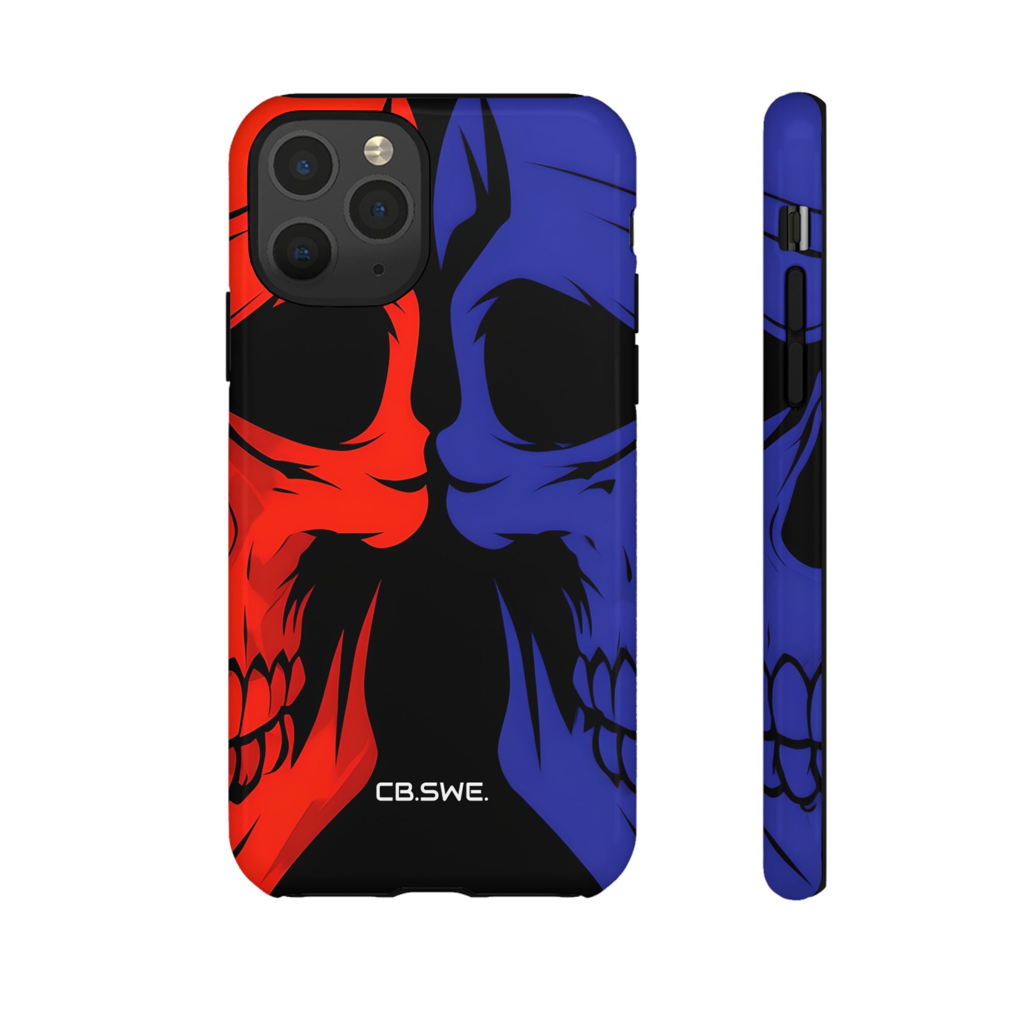 Vivid Overlapping Red Blue Skull Illustration iPhone 11 - Tough