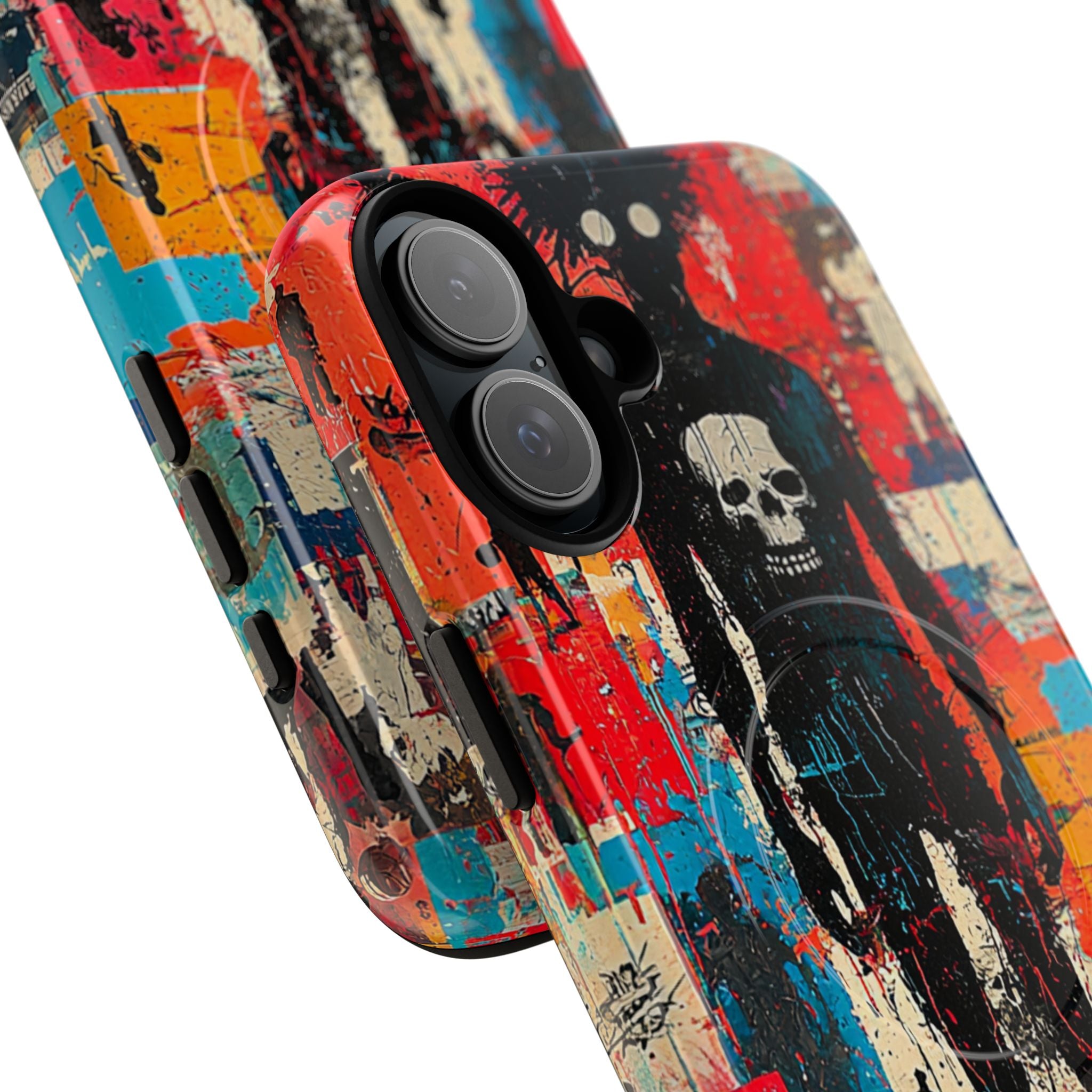 Spiky Skull Silhouette iPhone 16 Plus Case - Tough+