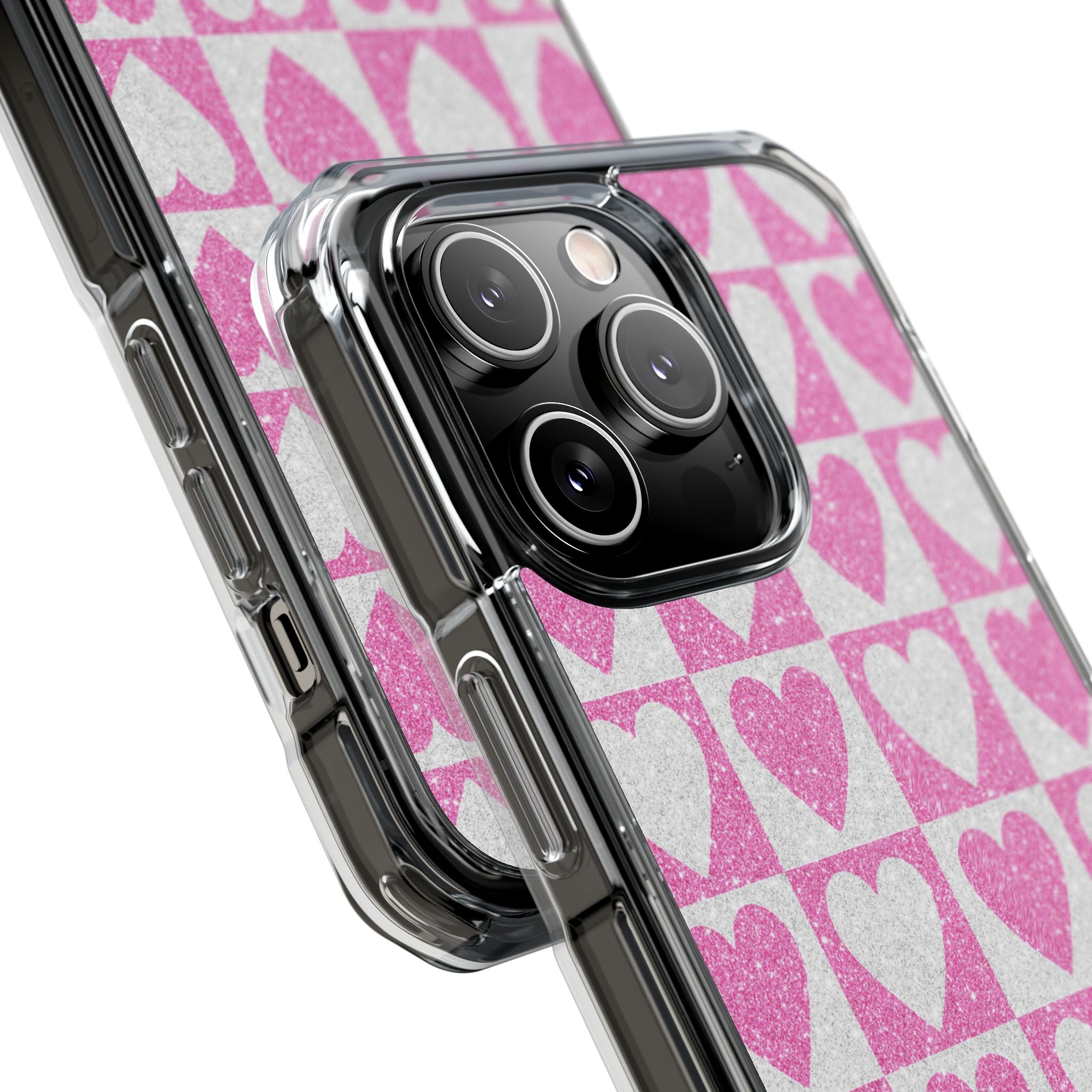 Glitter Heart Grid iPhone 14 Pro Case - Impact