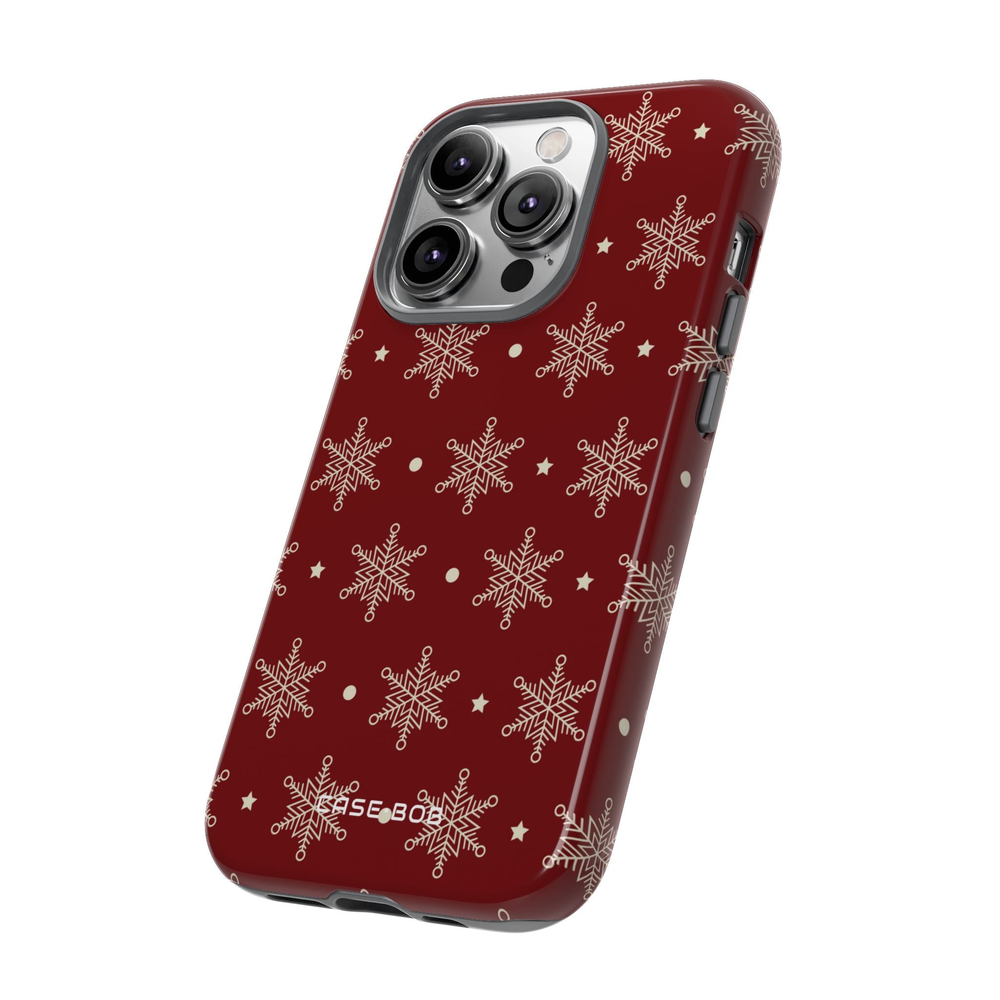 Cream Snowflake Crimson iPhone 14 Pro Case - Tough