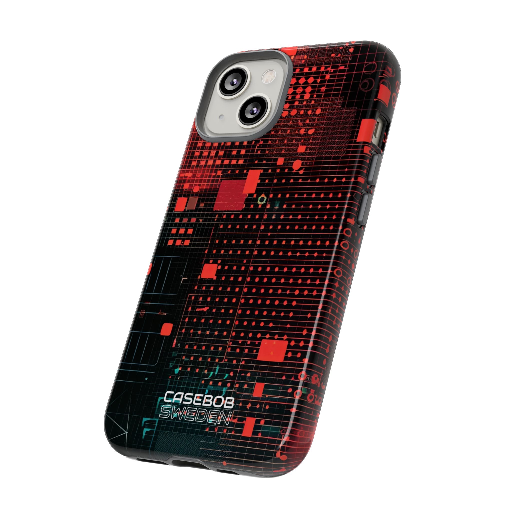 Crimson Circuit Grid iPhone 14 - Tough
