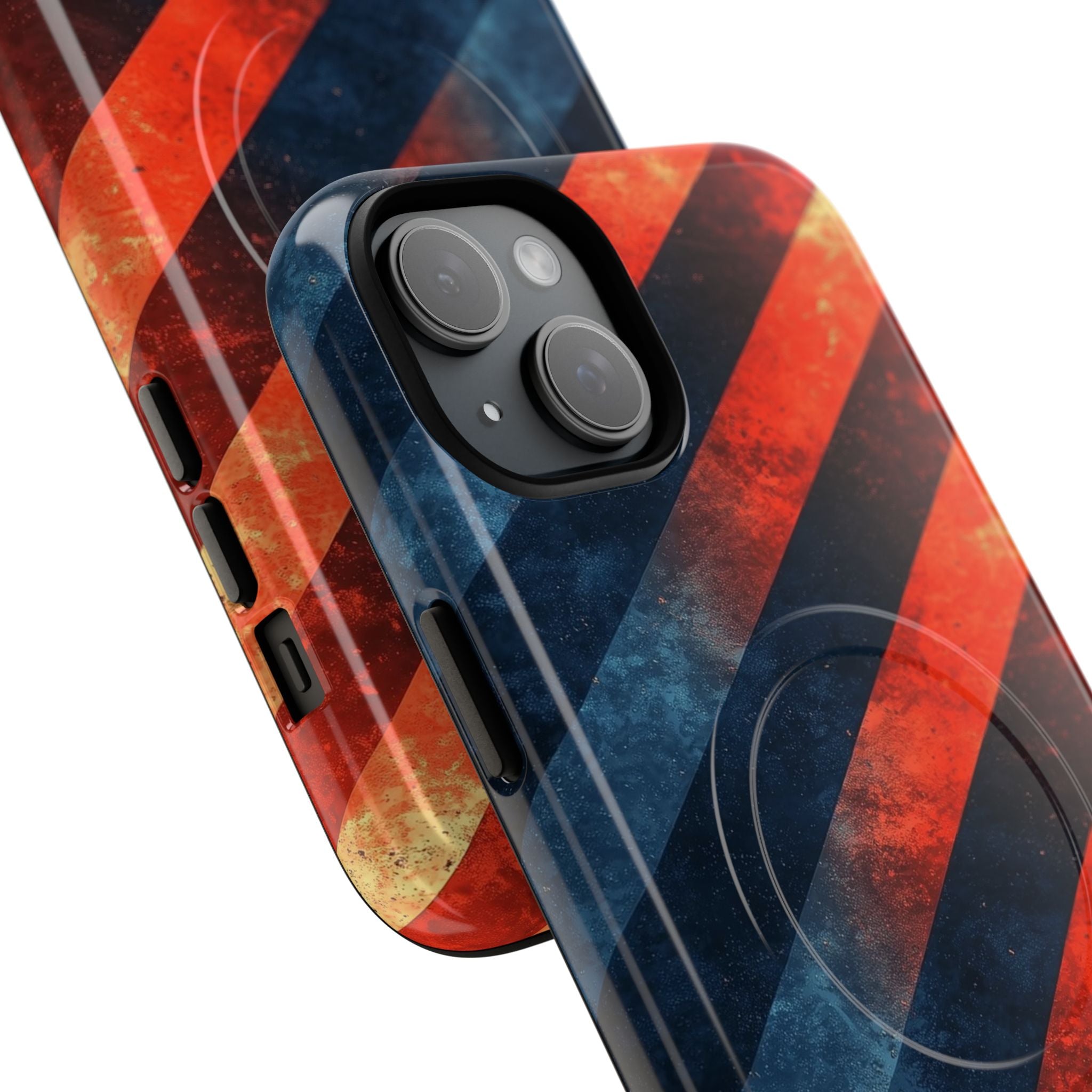 Diagonal Stripes Blaze iPhone 15 Plus Case - Tough+