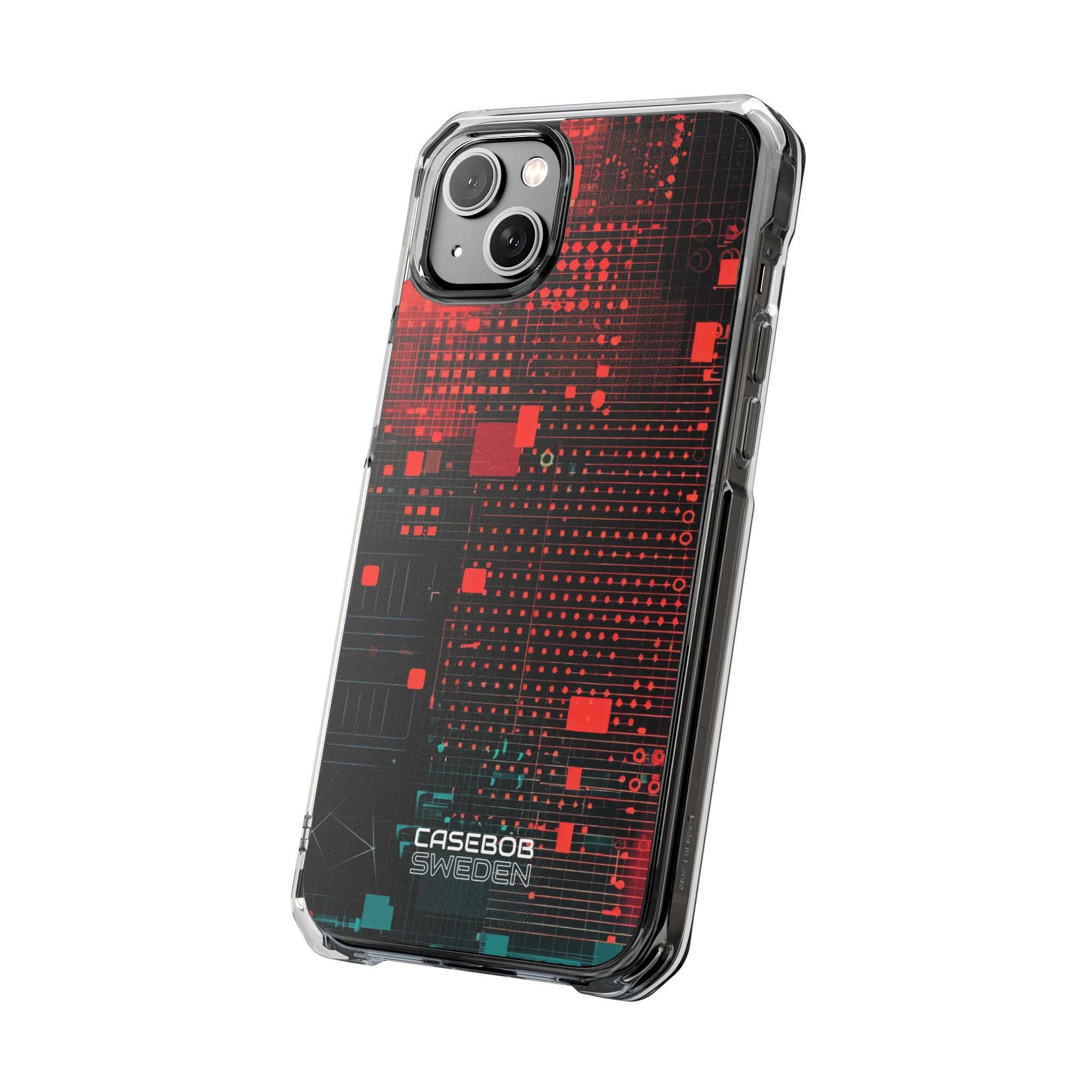 Crimson Circuit Grid iPhone 14 - Impact Clear+
