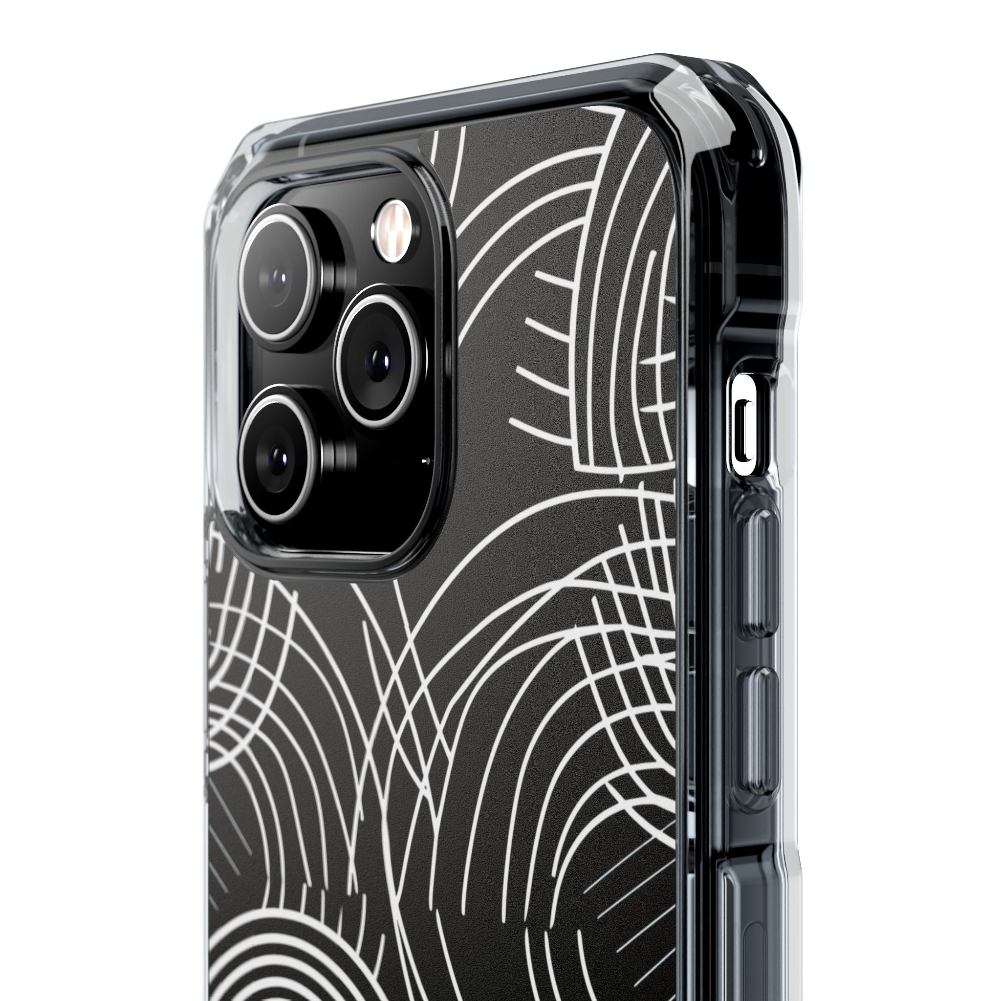 Monochrome Spiral Curves iPhone 14 - Impact Clear+