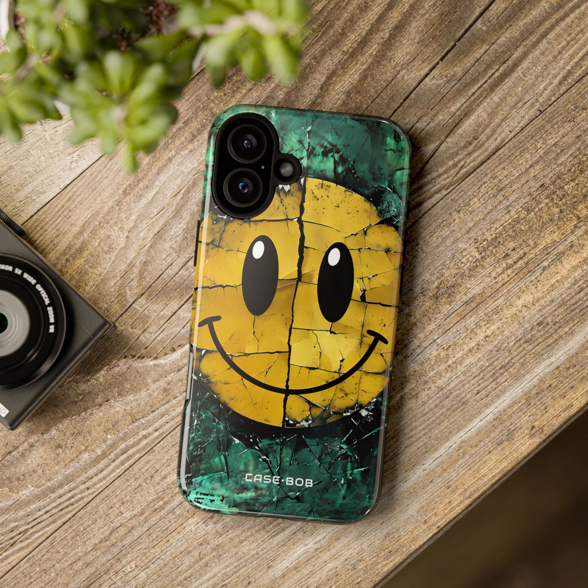 Cracked Smiley iPhone 16 Plus Case - Tough