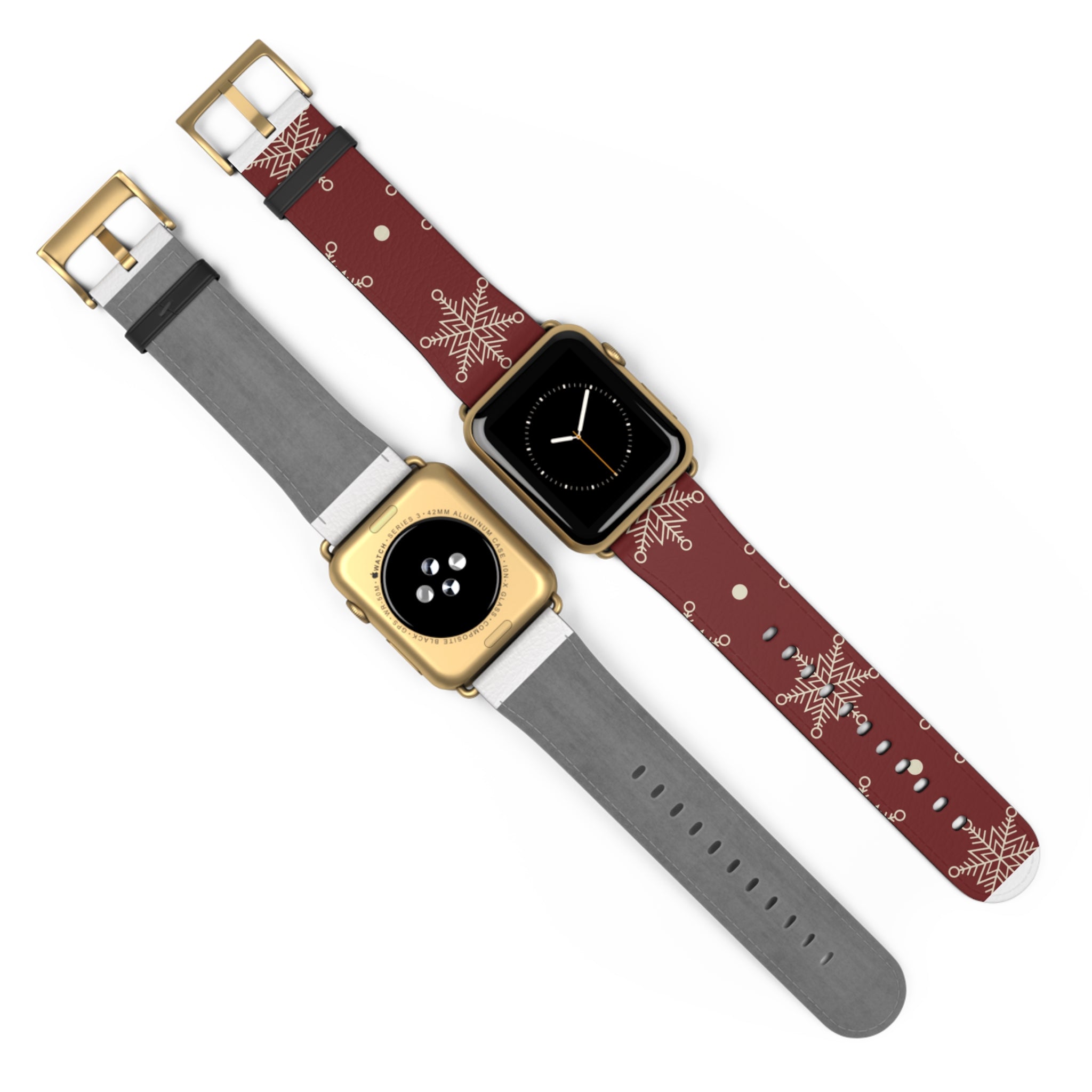 Cream Snowflakes Crimson - Watch Band