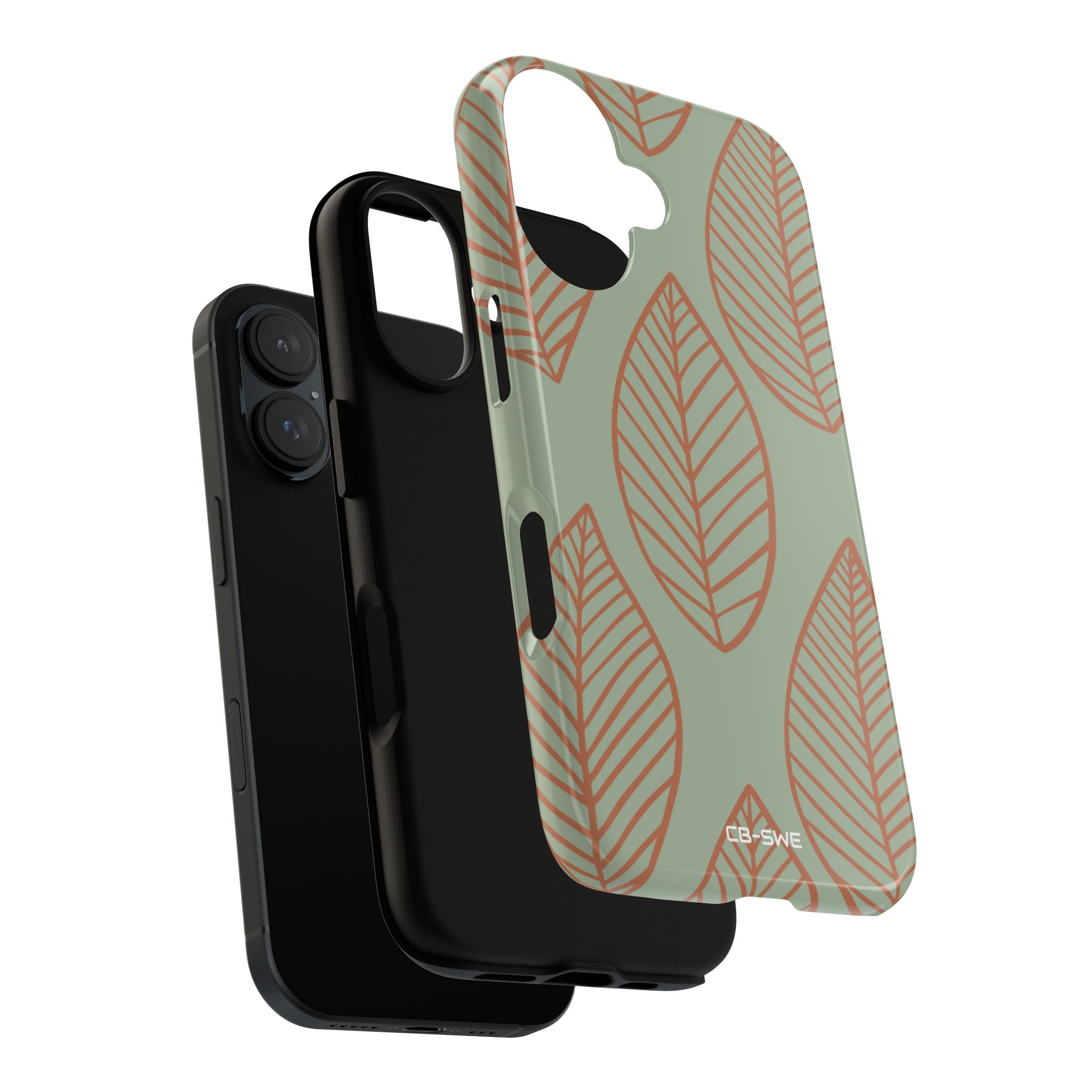 Mint and Orange Leaves - iPhone Case