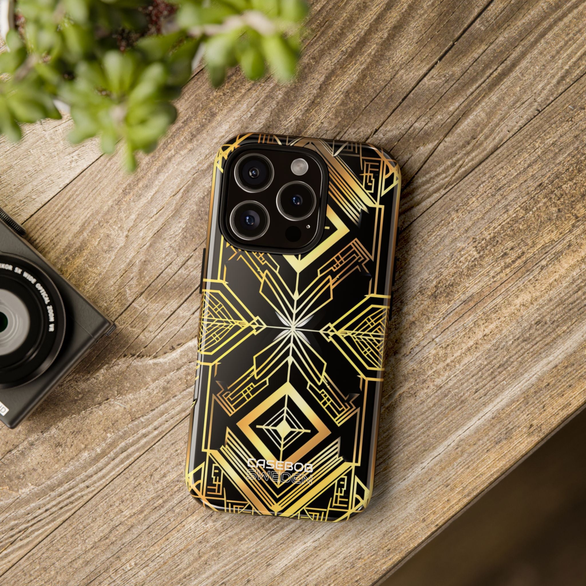 Golden Geometric Symphony iPhone 16 - Tough