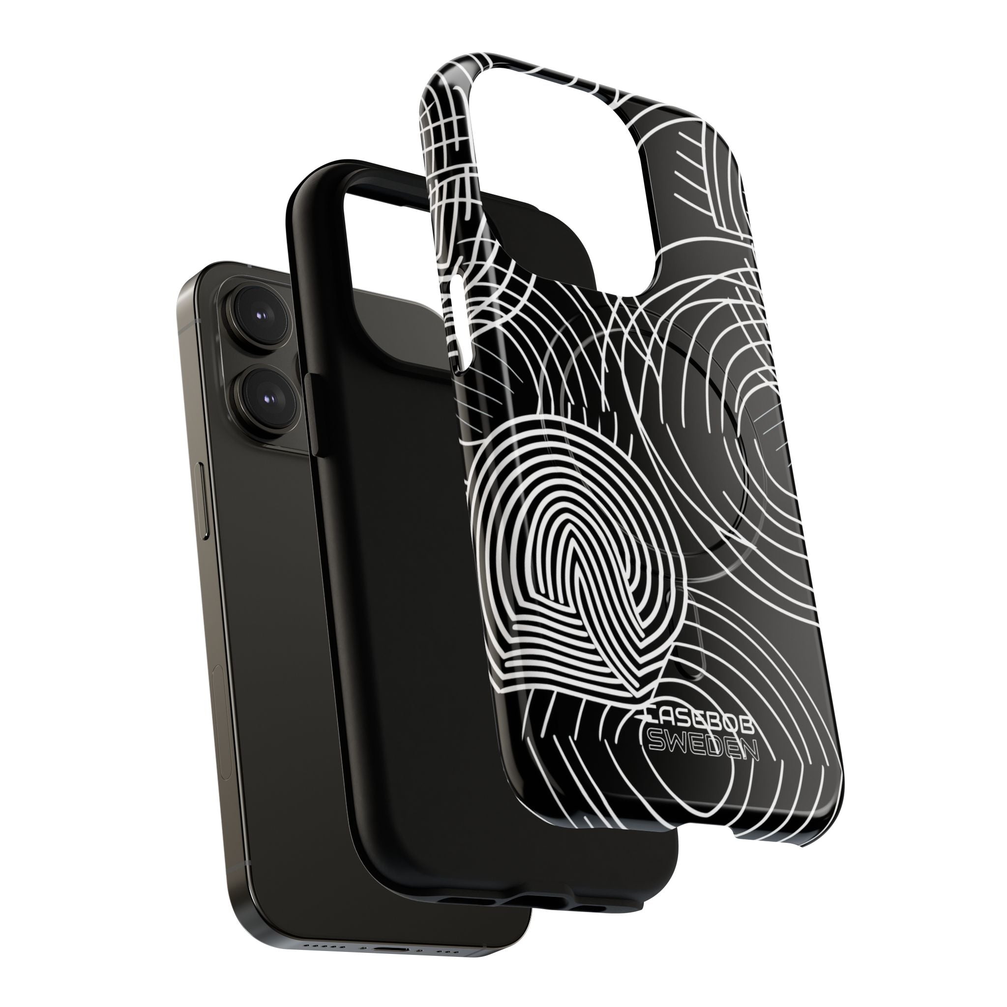 Monochrome Spiral Curves iPhone 14 - Tough+
