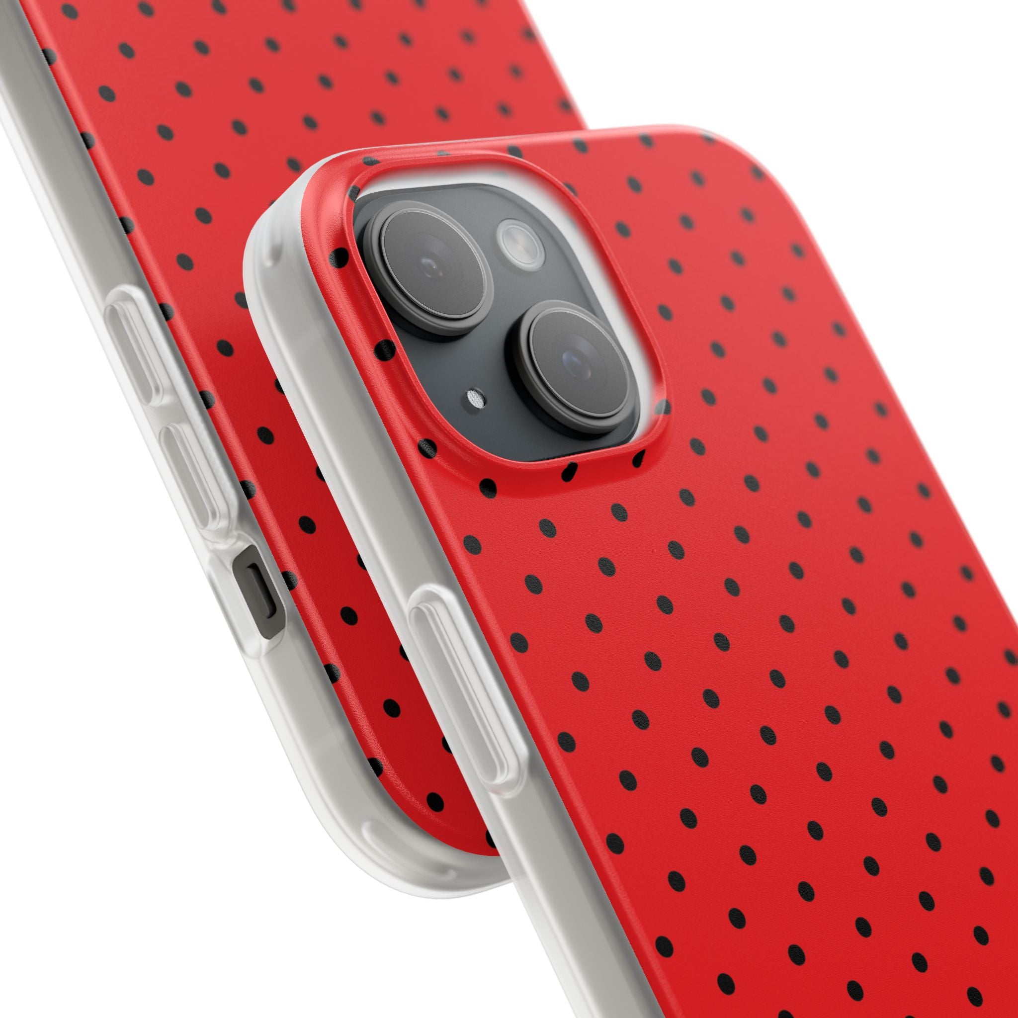 Crimson Dot Matrix iPhone 15 Case - Soft