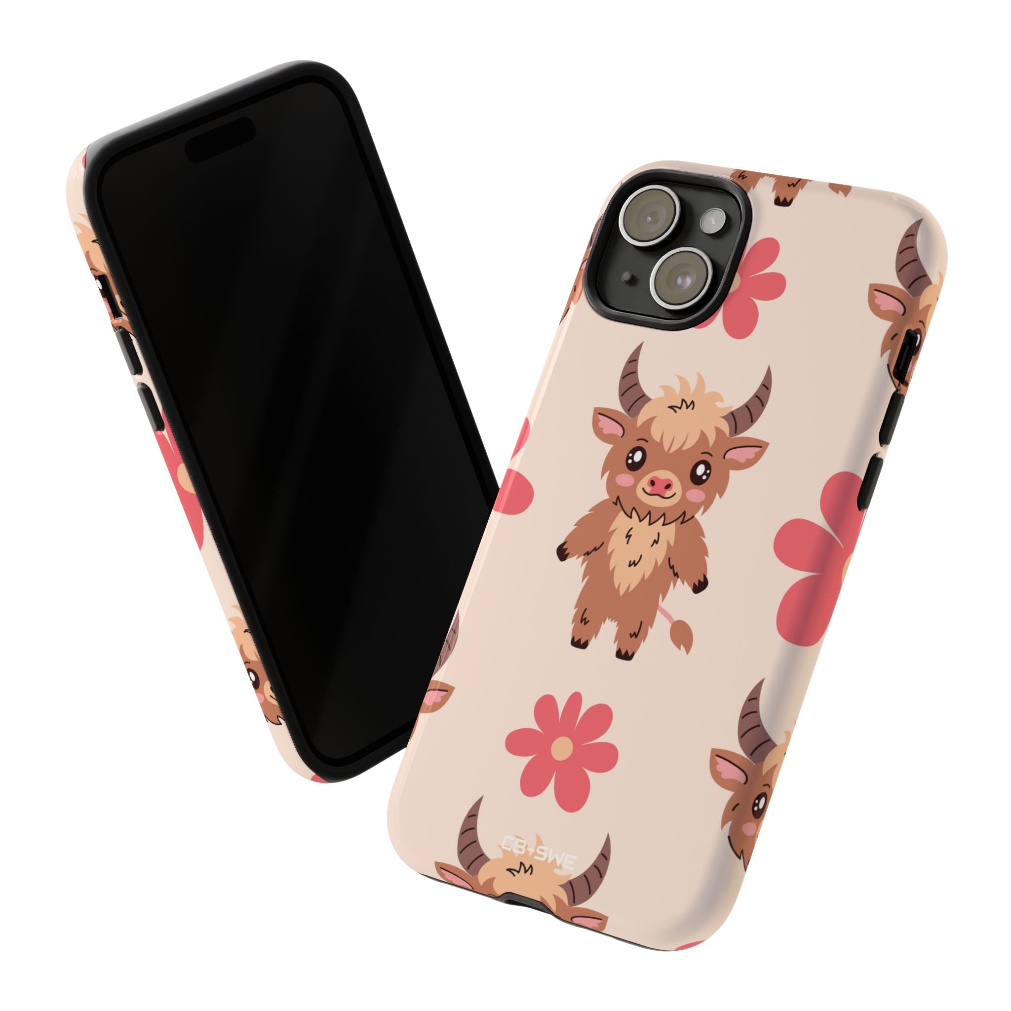 Cute Cattle & Flowers - iPhone Case