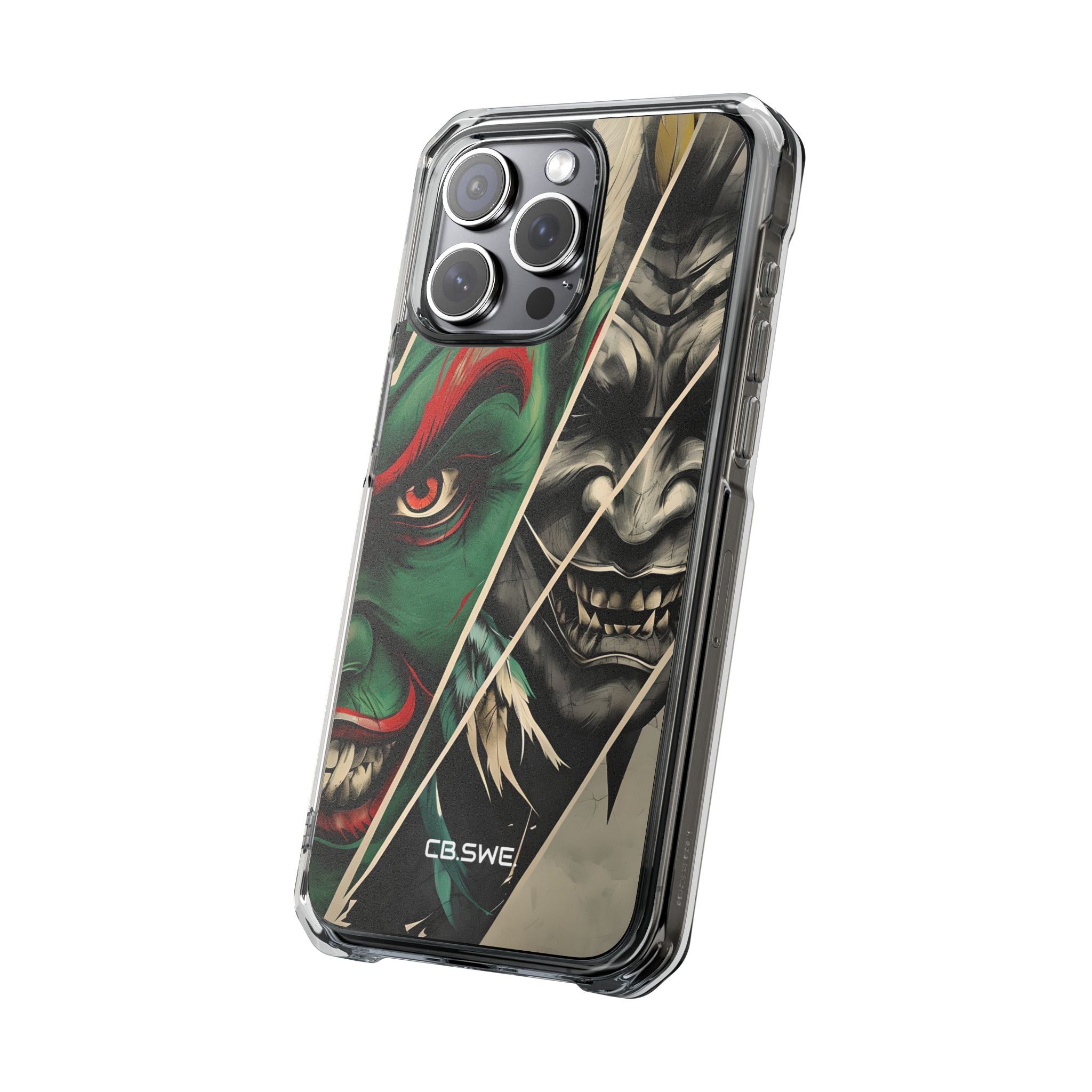 Striking Japanese Mask Art Vivid Colors iPhone 15 - Impact Clear+