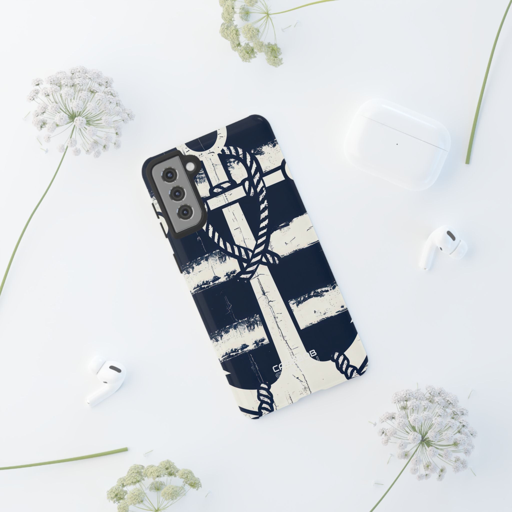 Navy Anchor Stripes Samsung S21 - Tough