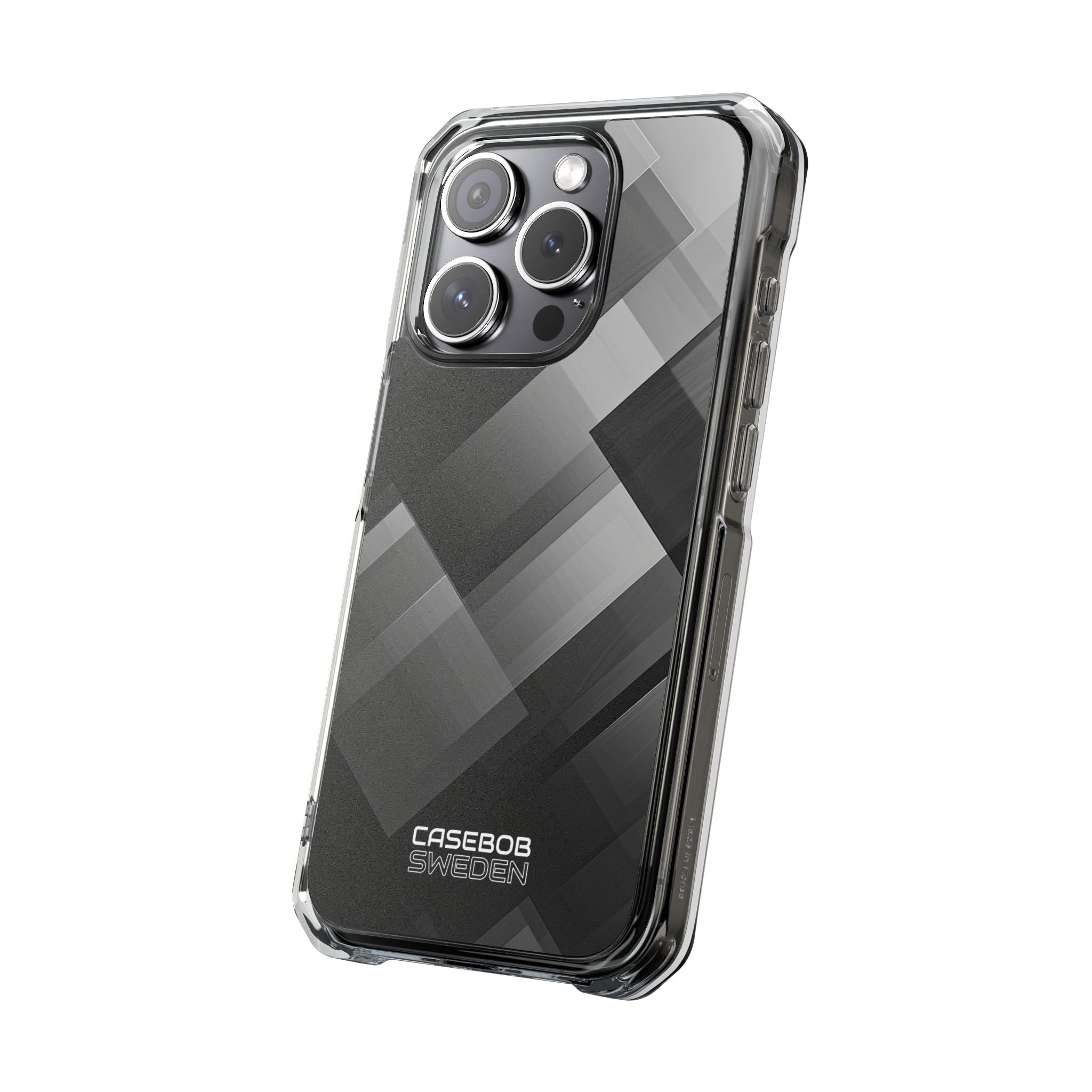 Grayscale Geometric Layers iPhone 15 - Impact Clear+