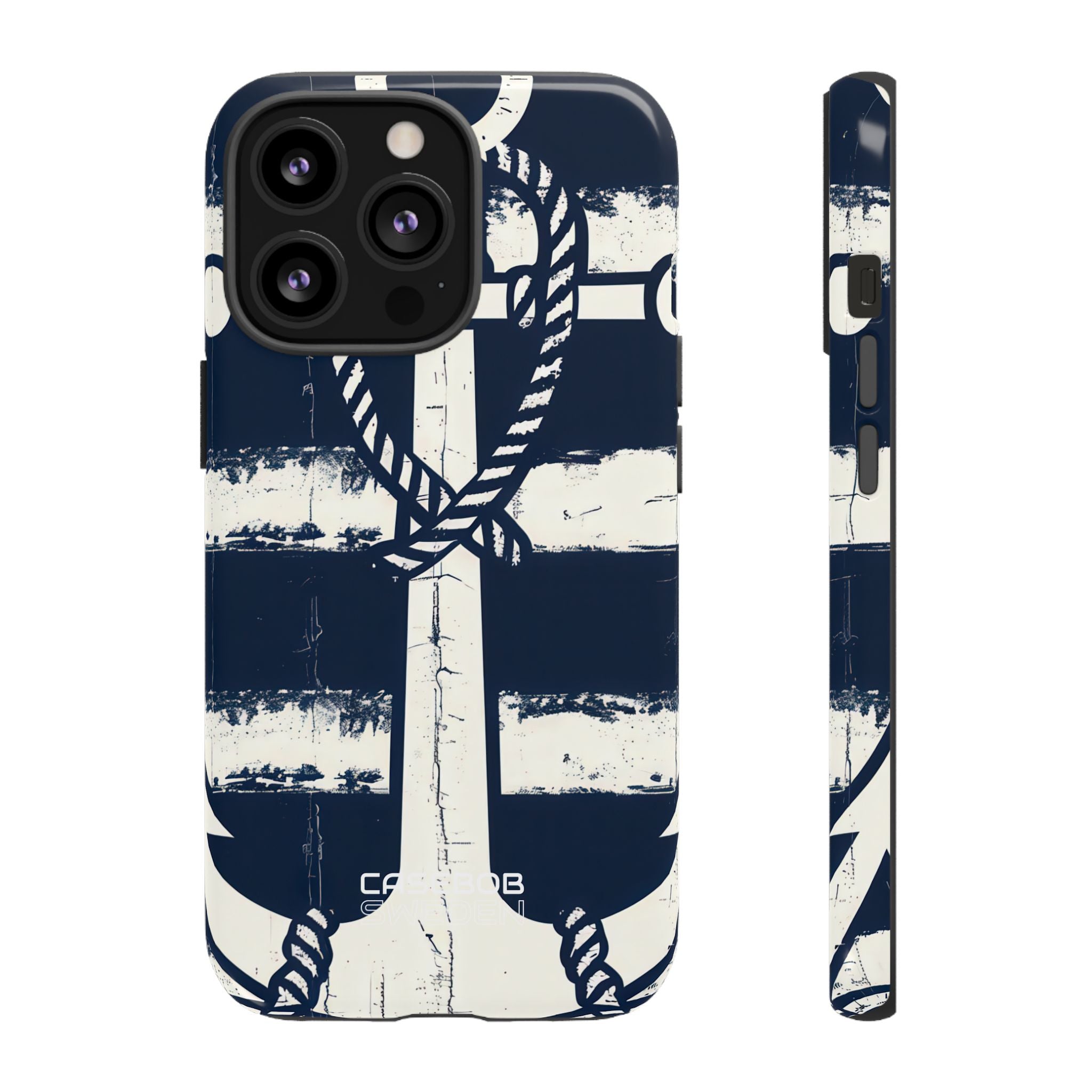 Navy Anchor Stripes iPhone 13 - Tough