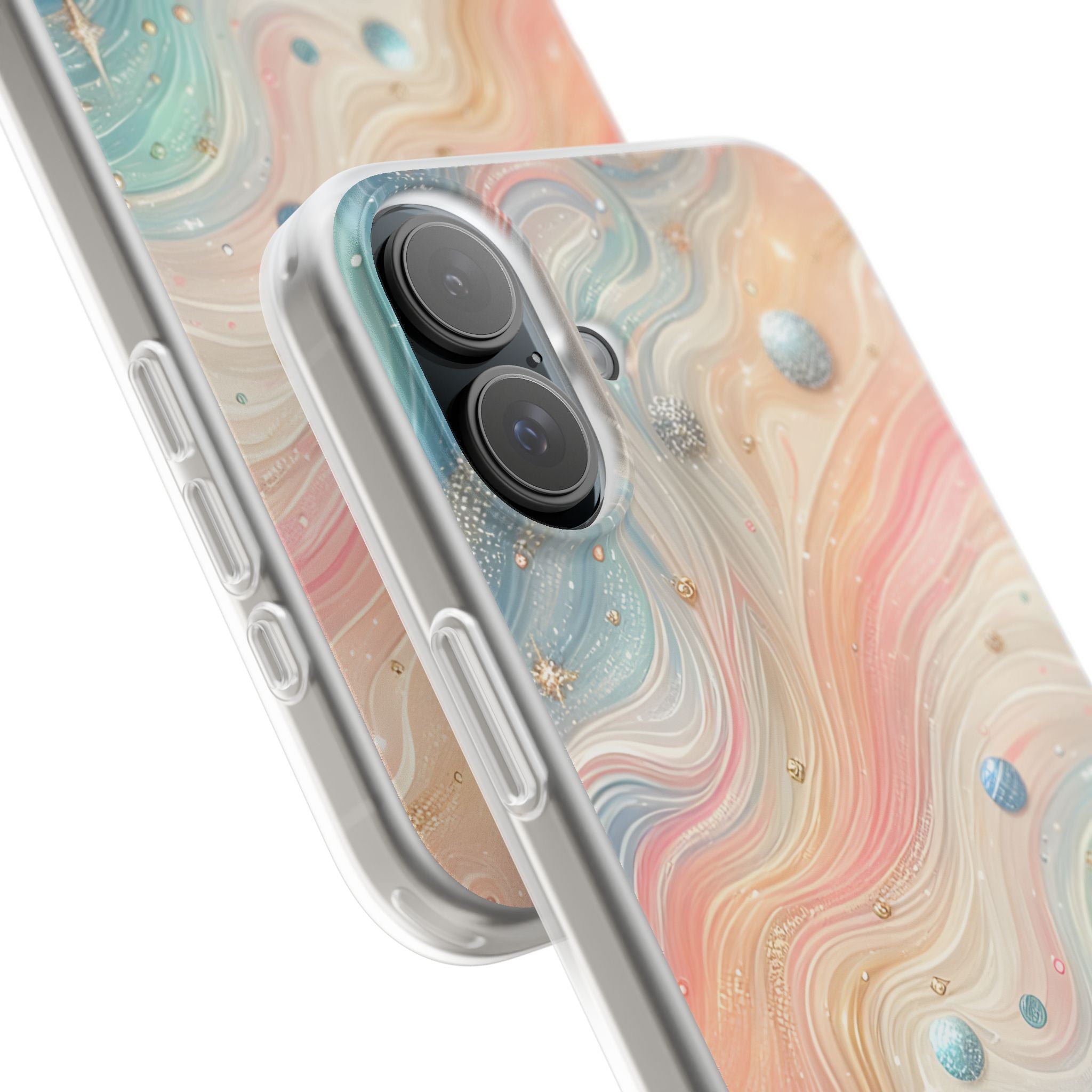 Iridescent Swirls iPhone 16 Plus Case - Soft