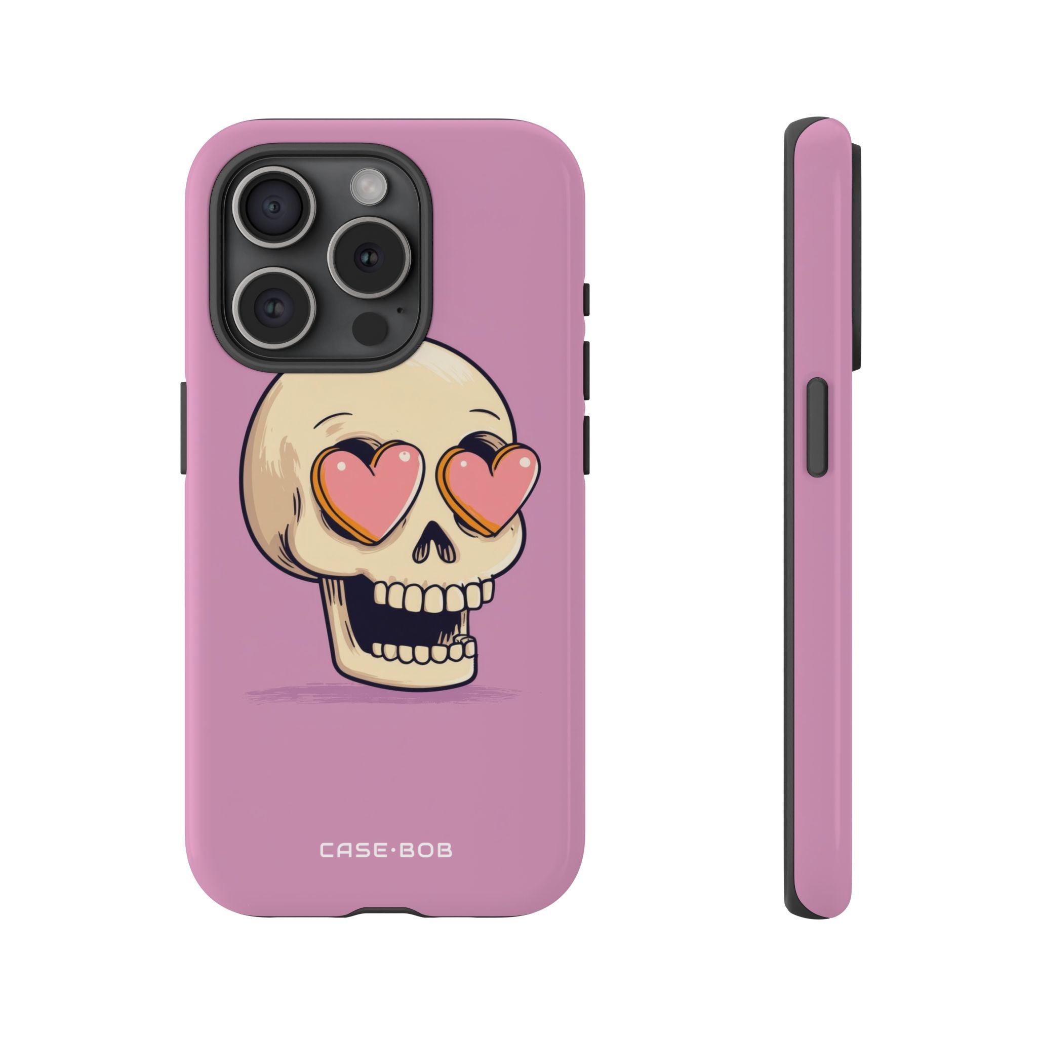 Heart Eyed Skull iPhone 15 Pro Case - Tough