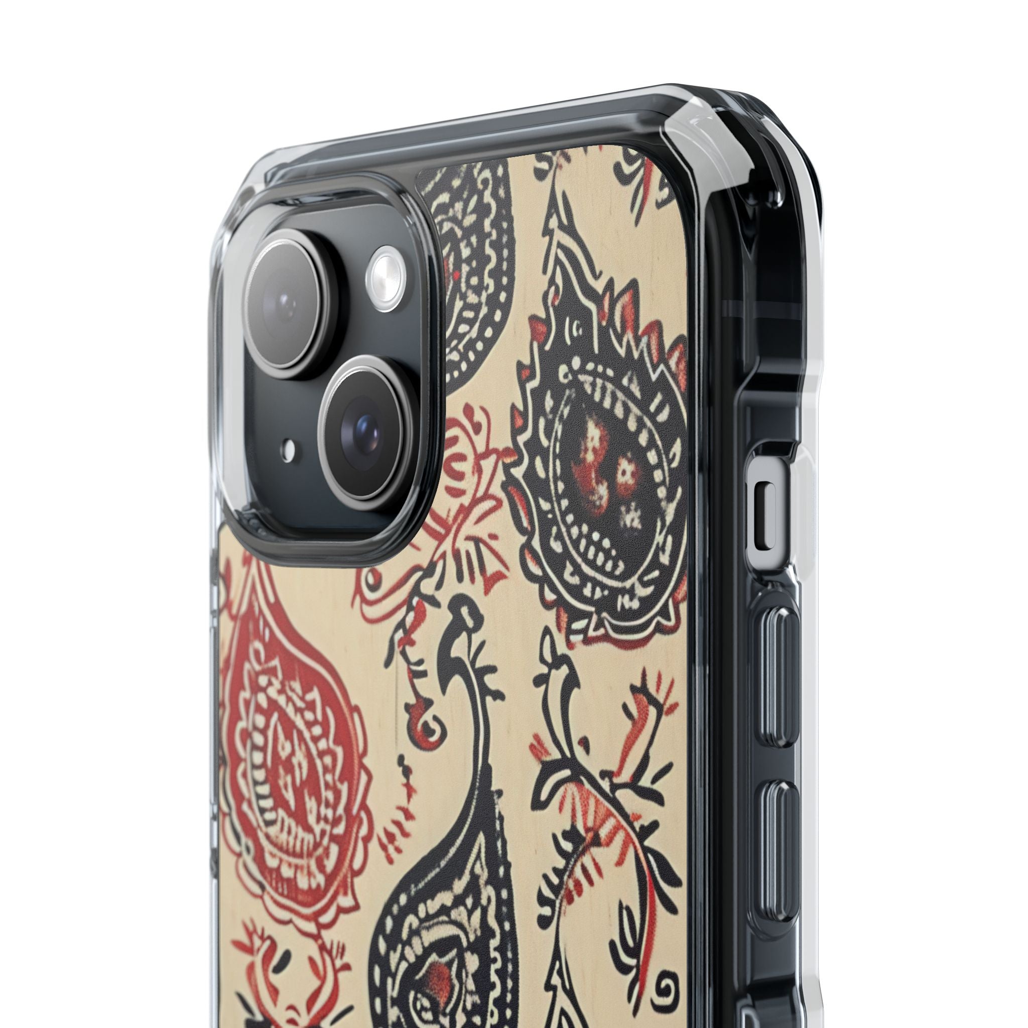 Navy Paisley Swirl iPhone 15 - Impact Clear+