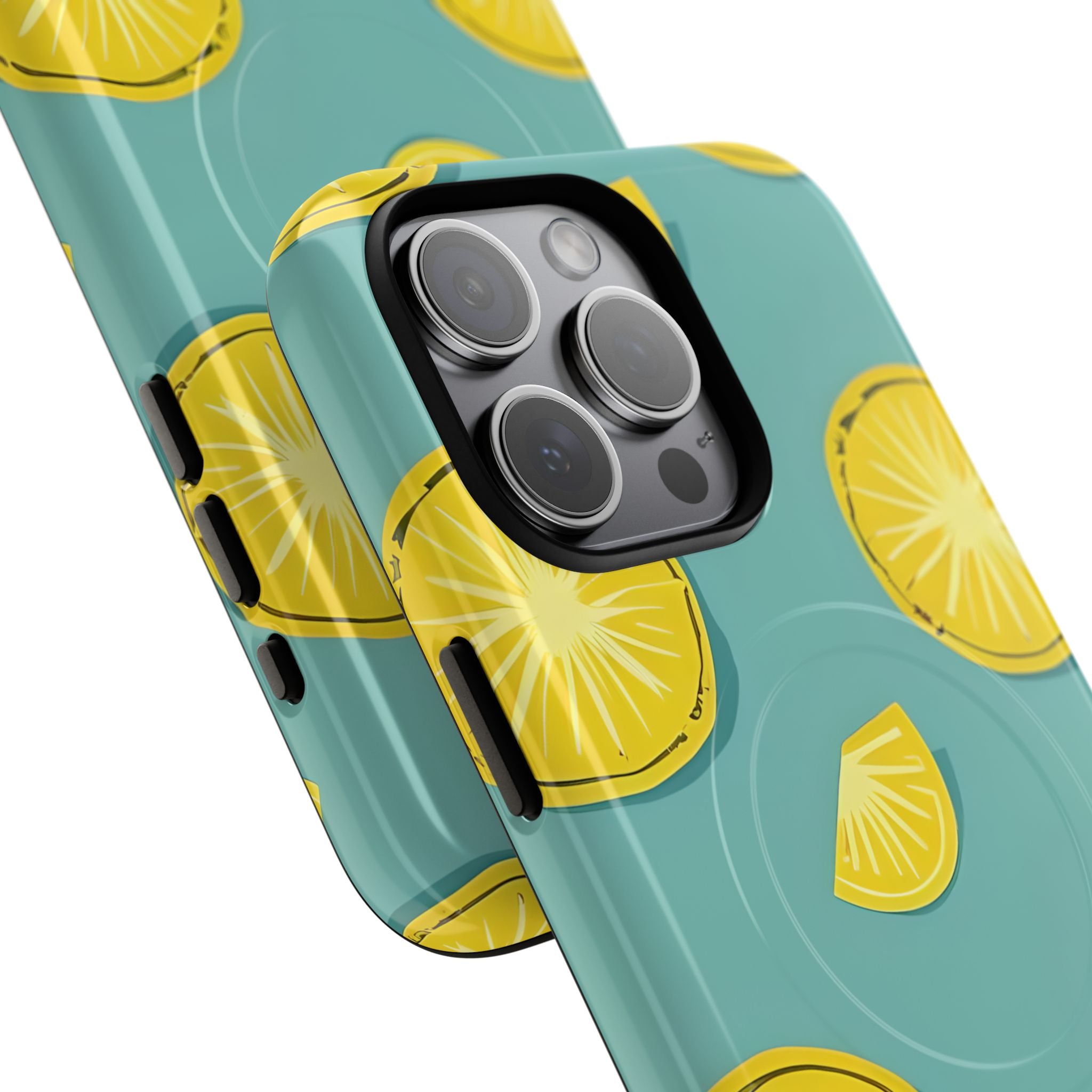 Bright Yellow Pineapple Slice on Teal iPhone 15 - Tough+