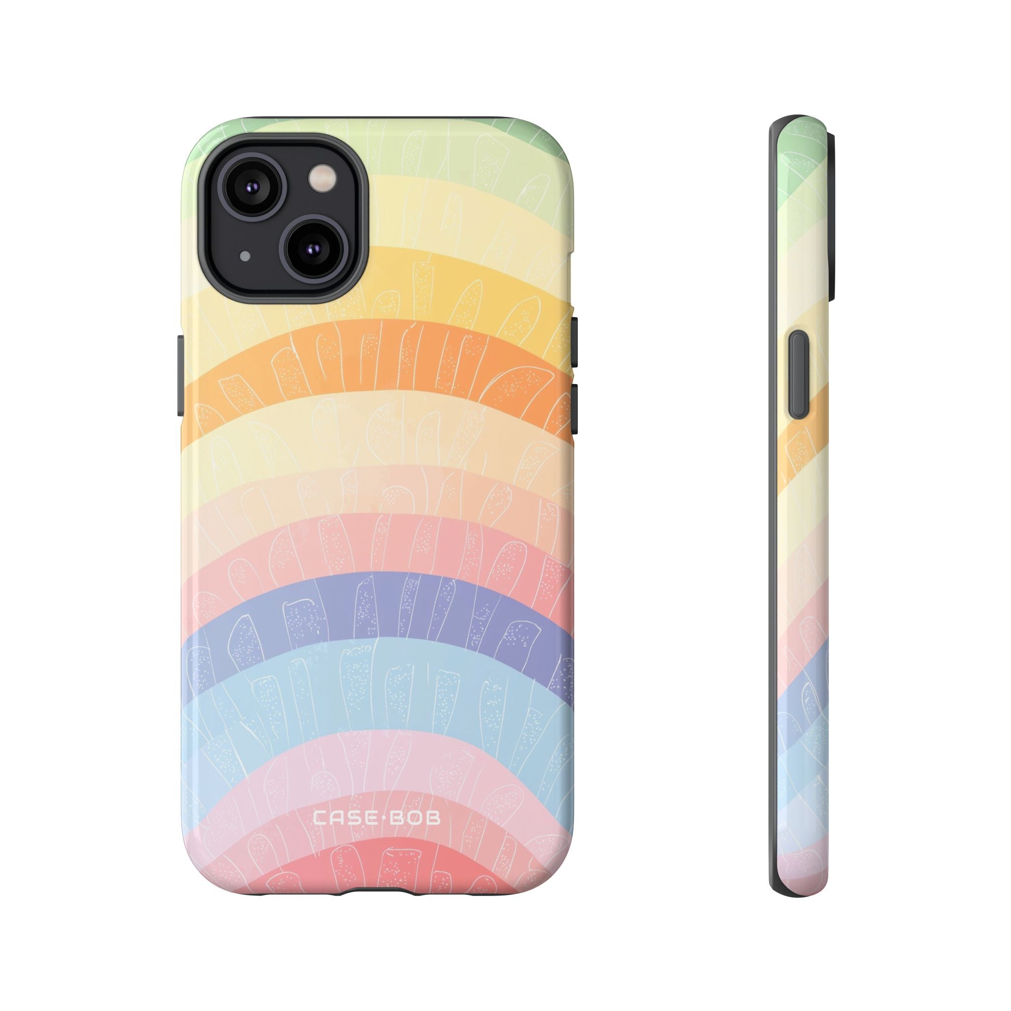 Pastel Rainbow Bands iPhone 14 Plus Case - Tough