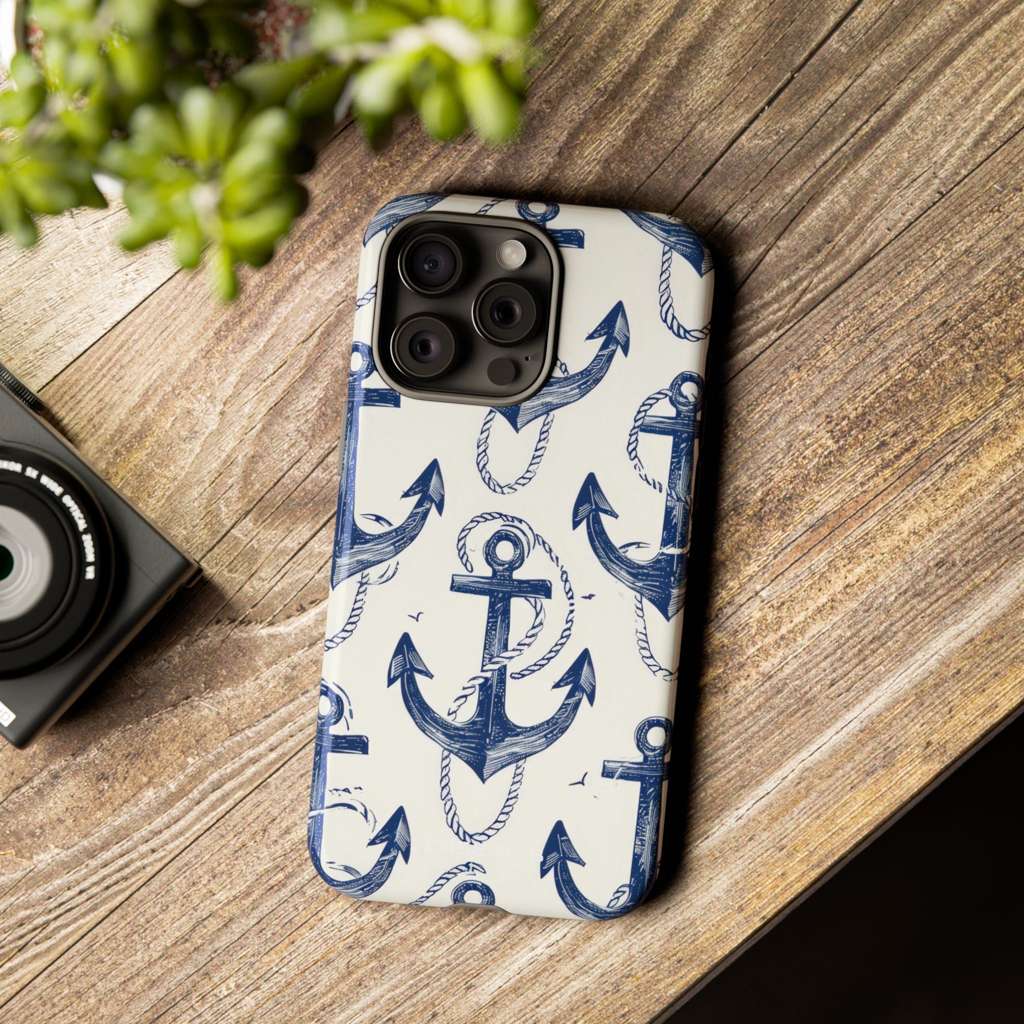 Navy Anchor Loop iPhone 15 Pro Max Case - Tough